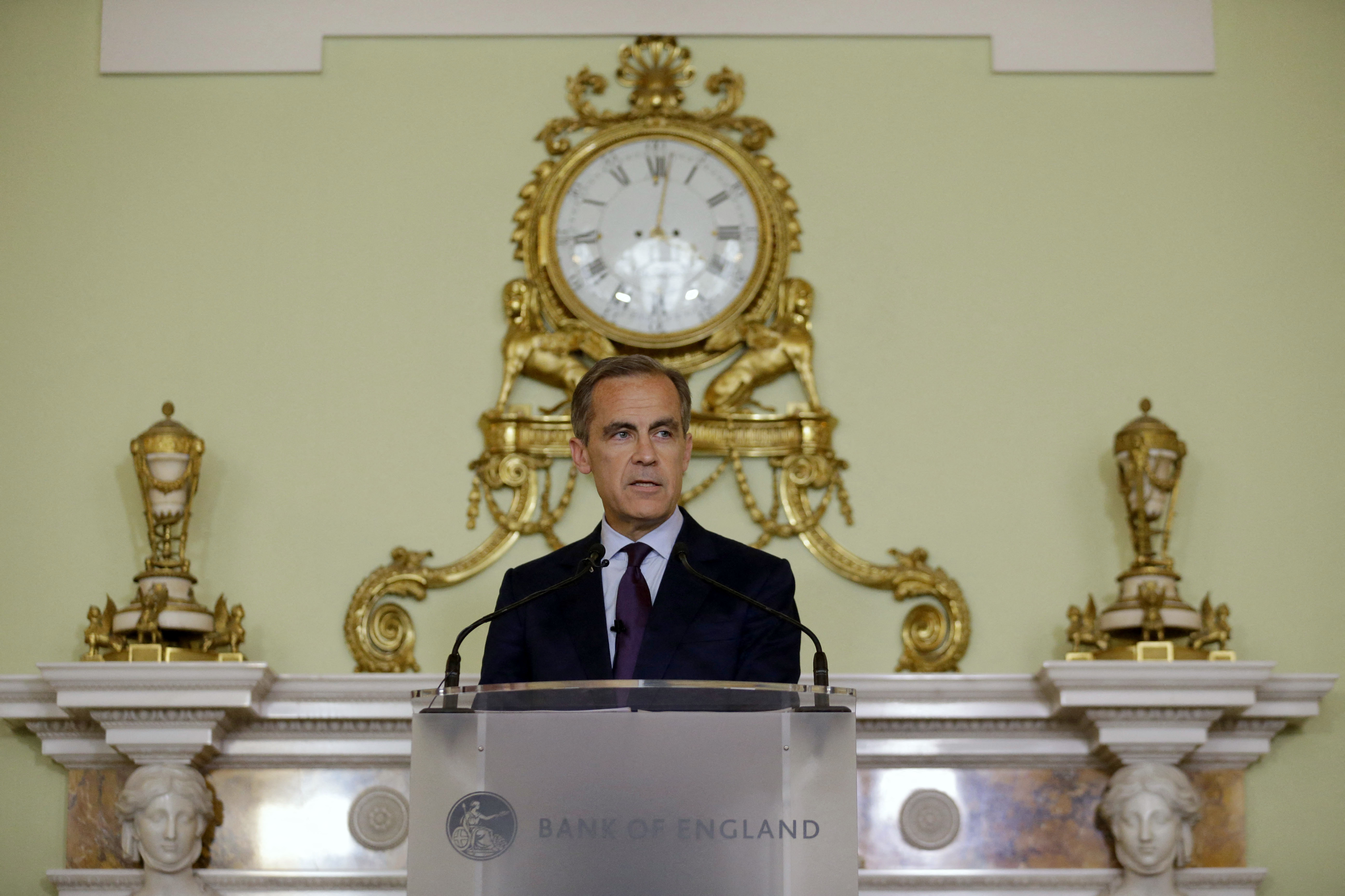 Mark Carney gives a news conference in 2016 as governor of the Bank of England