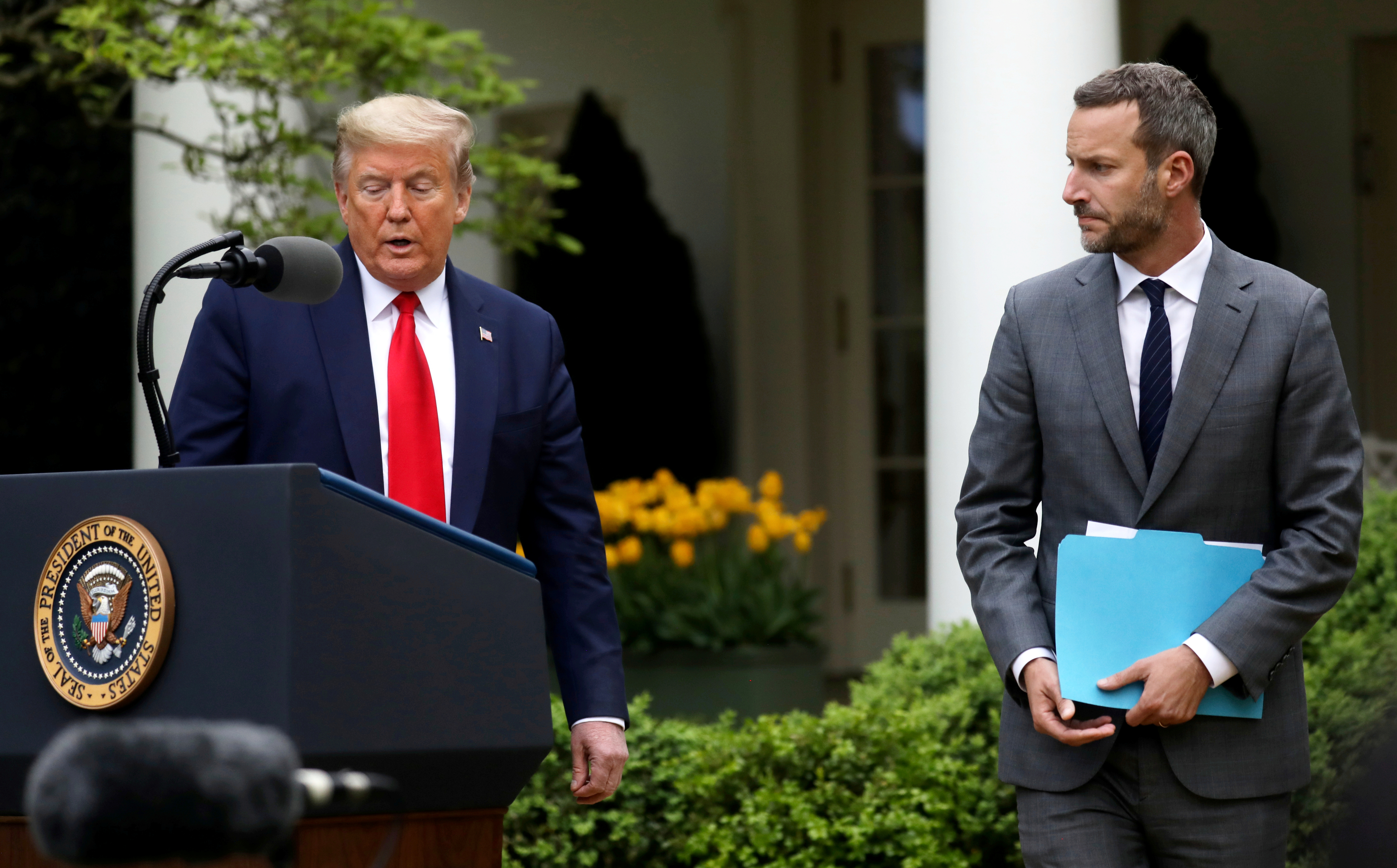 U.S. President Donald Trump introduces Adam Boehler