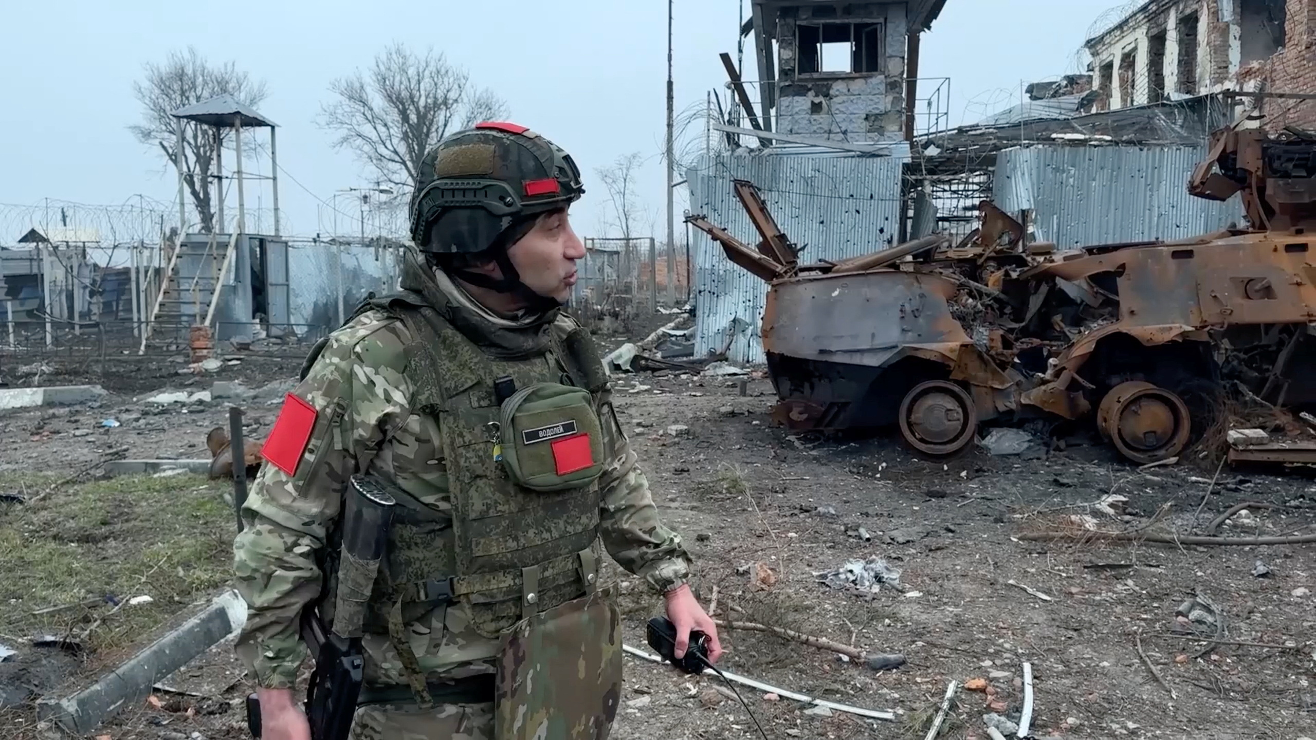 A Russian army soldier walks along a ruined street of Malaya Loknya settlement, which was recently retaken by Russia's armed forces in the course of Russia-Ukraine conflict in the Kursk region, Russia, in this still image taken from video released March 13, 2025. Russian Defence Ministry/Handout via REUTERS ATTENTION EDITORS - THIS IMAGE HAS BEEN SUPPLIED BY A THIRD PARTY. NO RESALES. NO ARCHIVES. MANDATORY CREDIT.