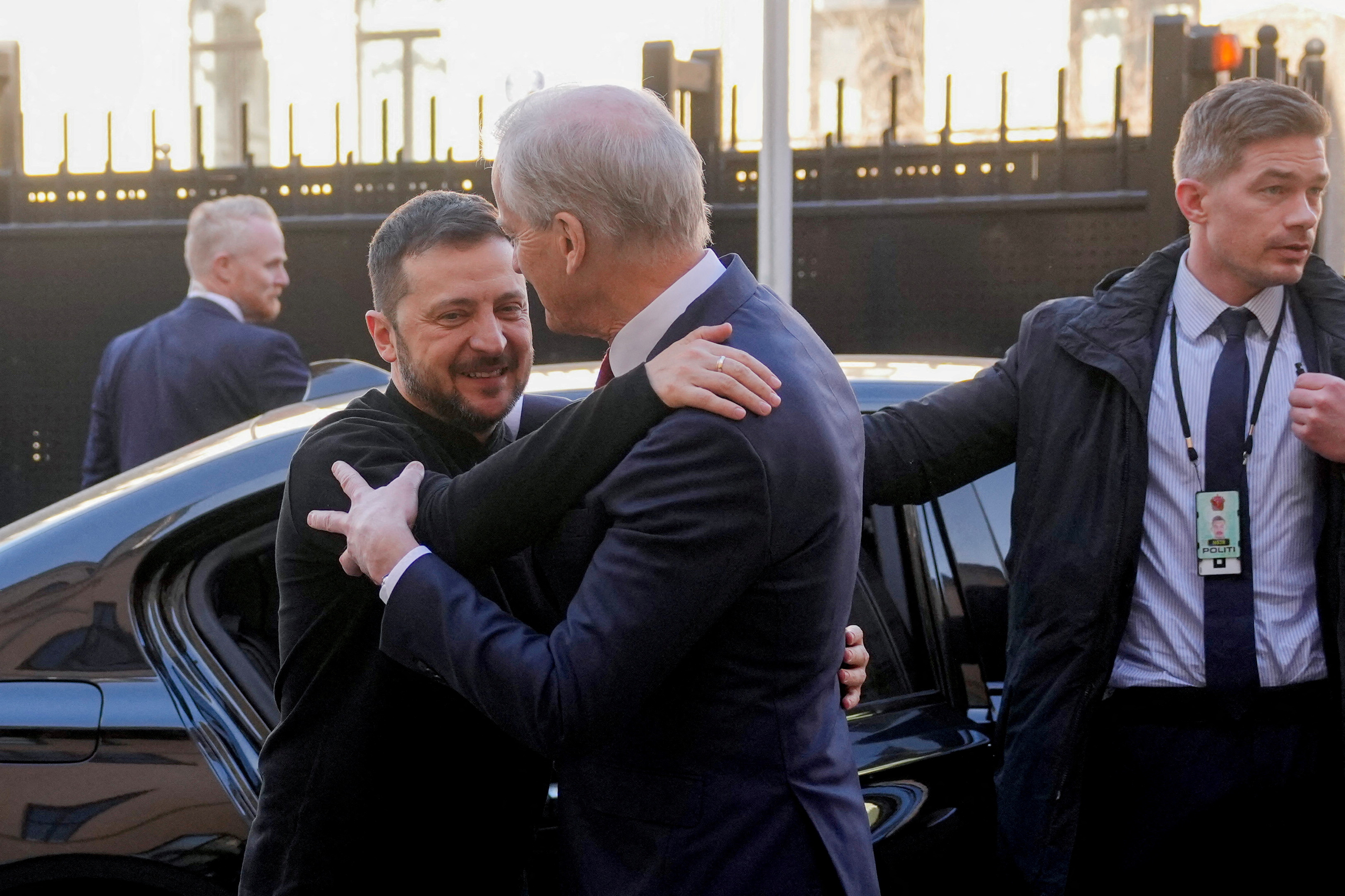Ukrainian President Volodymyr Zelenskyy meets Norwegian Prime Minister Jonas Gahr Store.