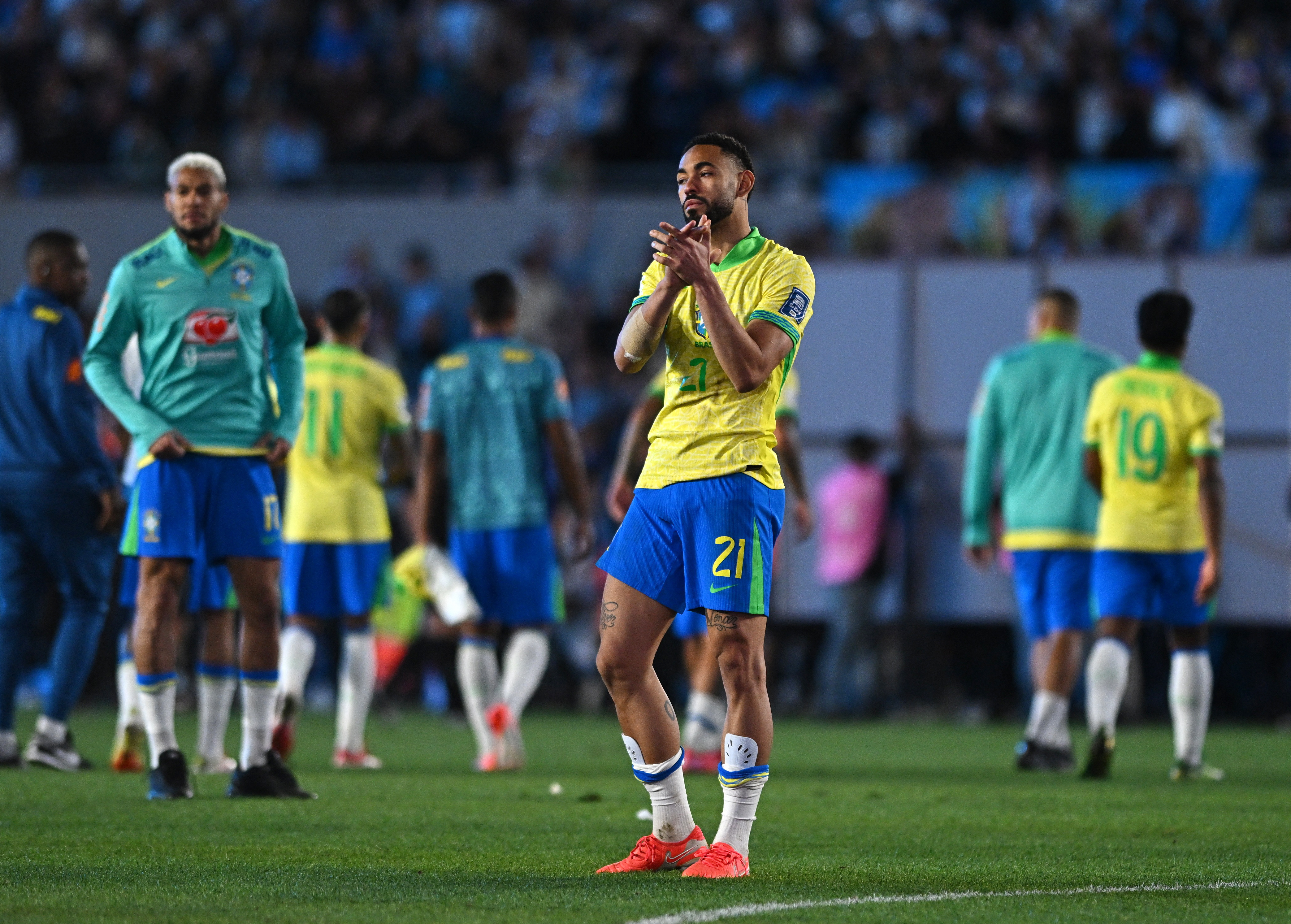 Soccer Football - World Cup - South American Qualifiers - Argentina v Brazil - Estadio Mas Monumental, Buenos Aires, Argentina - March 25, 2025 Brazil's Matheus Cunha looks dejected after the match REUTERS/Rodrigo Valle