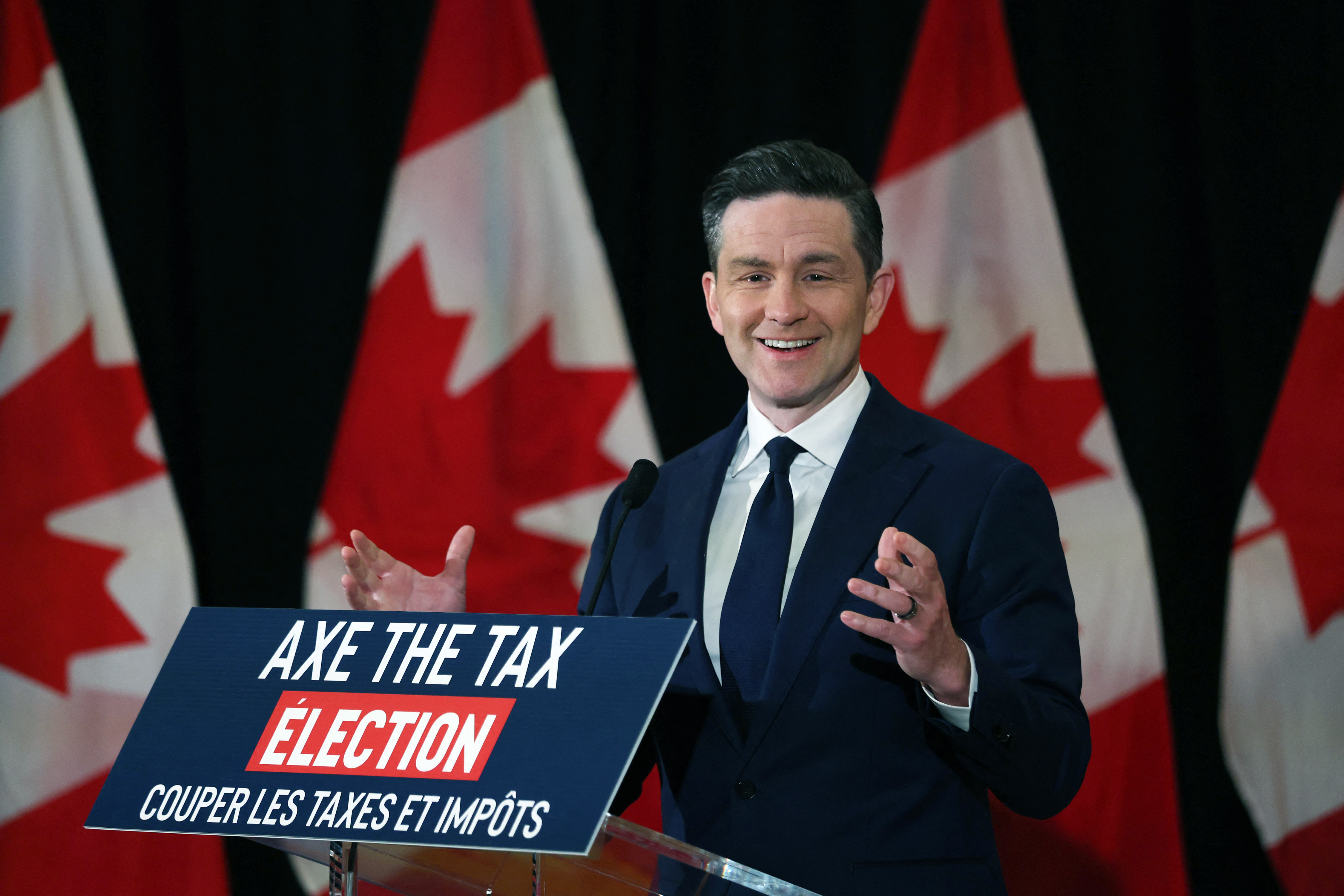 Pierre Poilievre, Leader of the Conservative Party of Canada, holds a press conference in Ottawa on January 9, 2025. (Photo by Dave Chan / AFP)