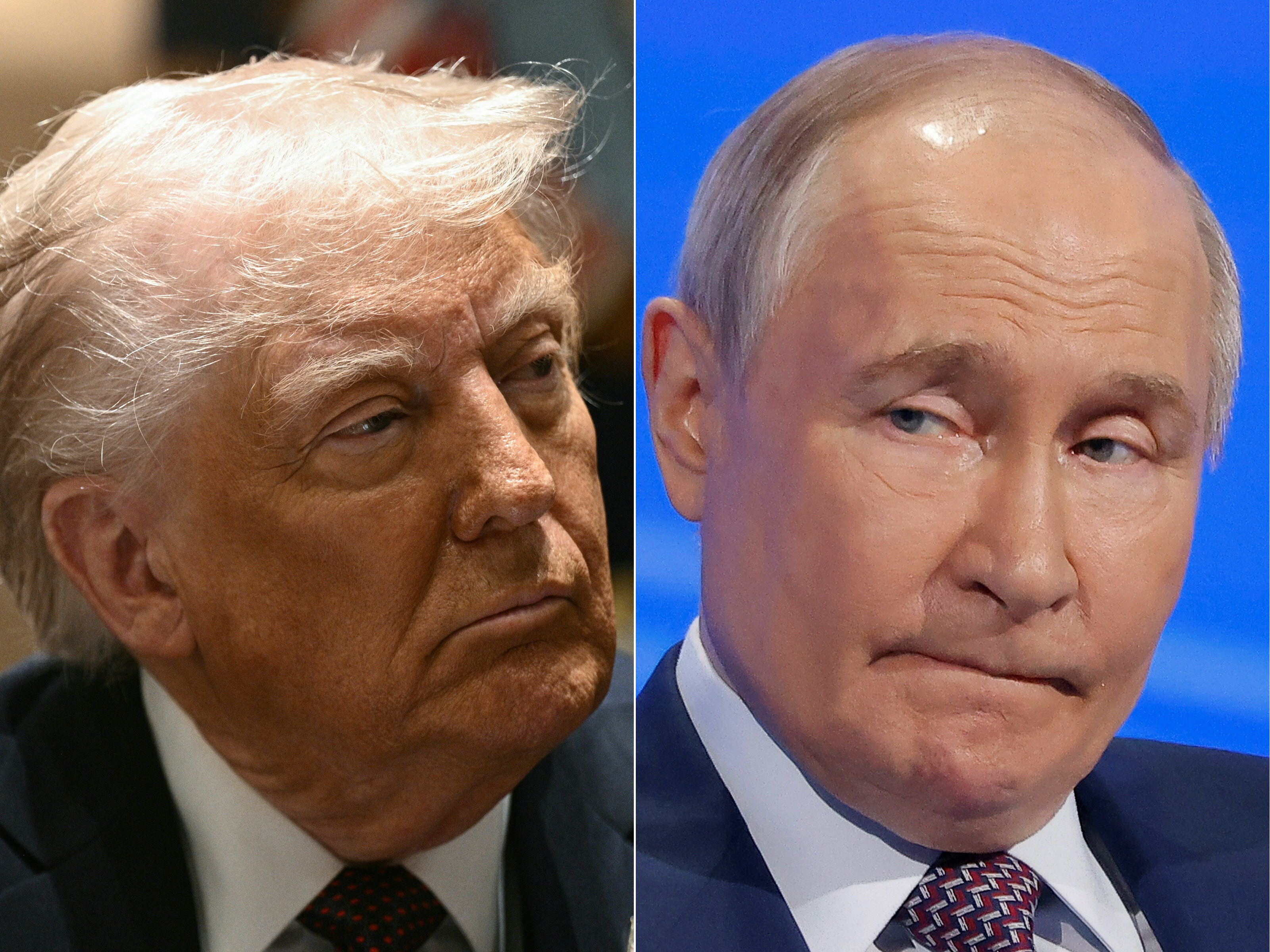 US President Donald Trump and Russian President Vladimir Putin [File: (Brendan Smilowski and Maxim Shemetov/ AFP]