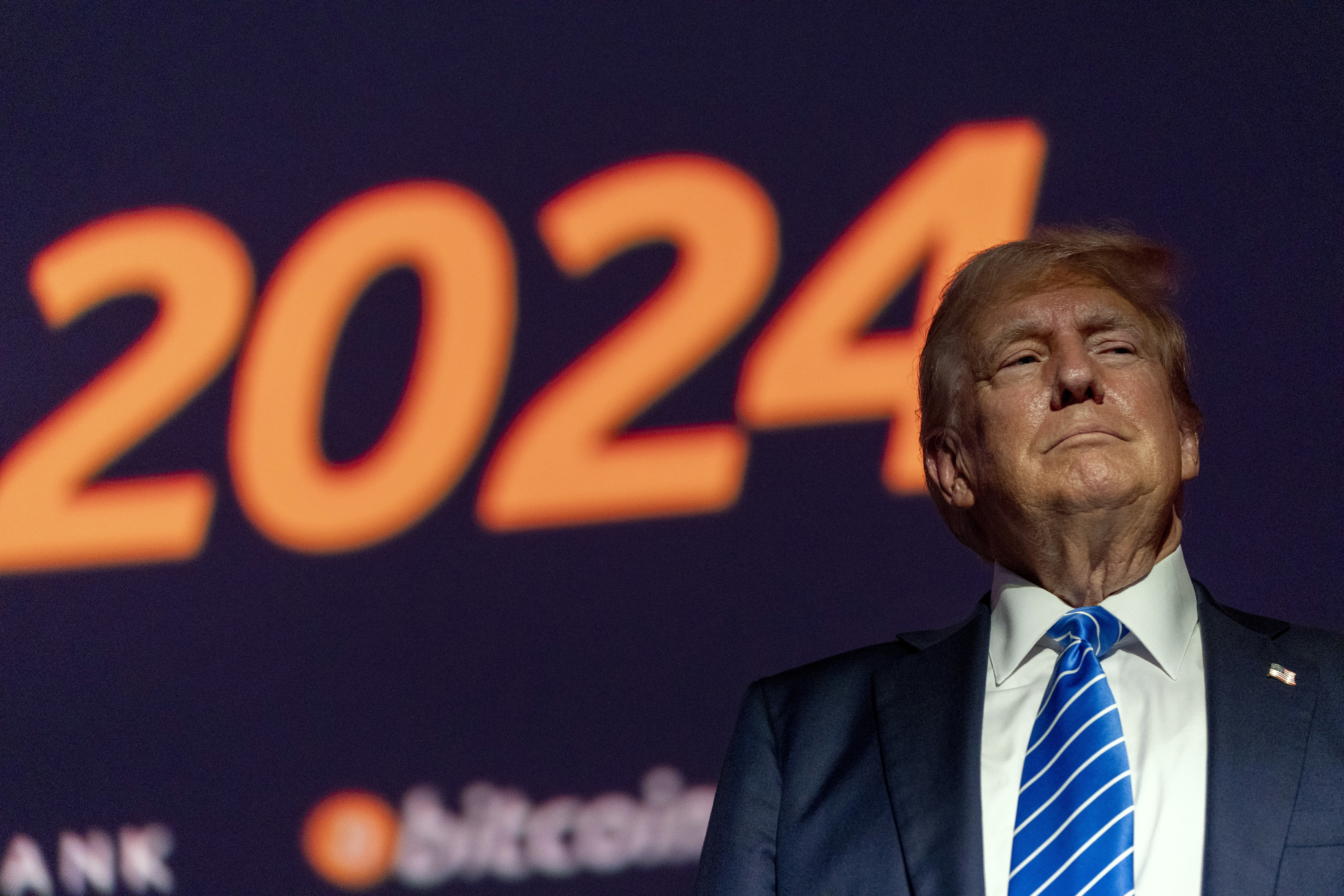 President Donald Trump arrives to speak at the Bitcoin 2024 conference.