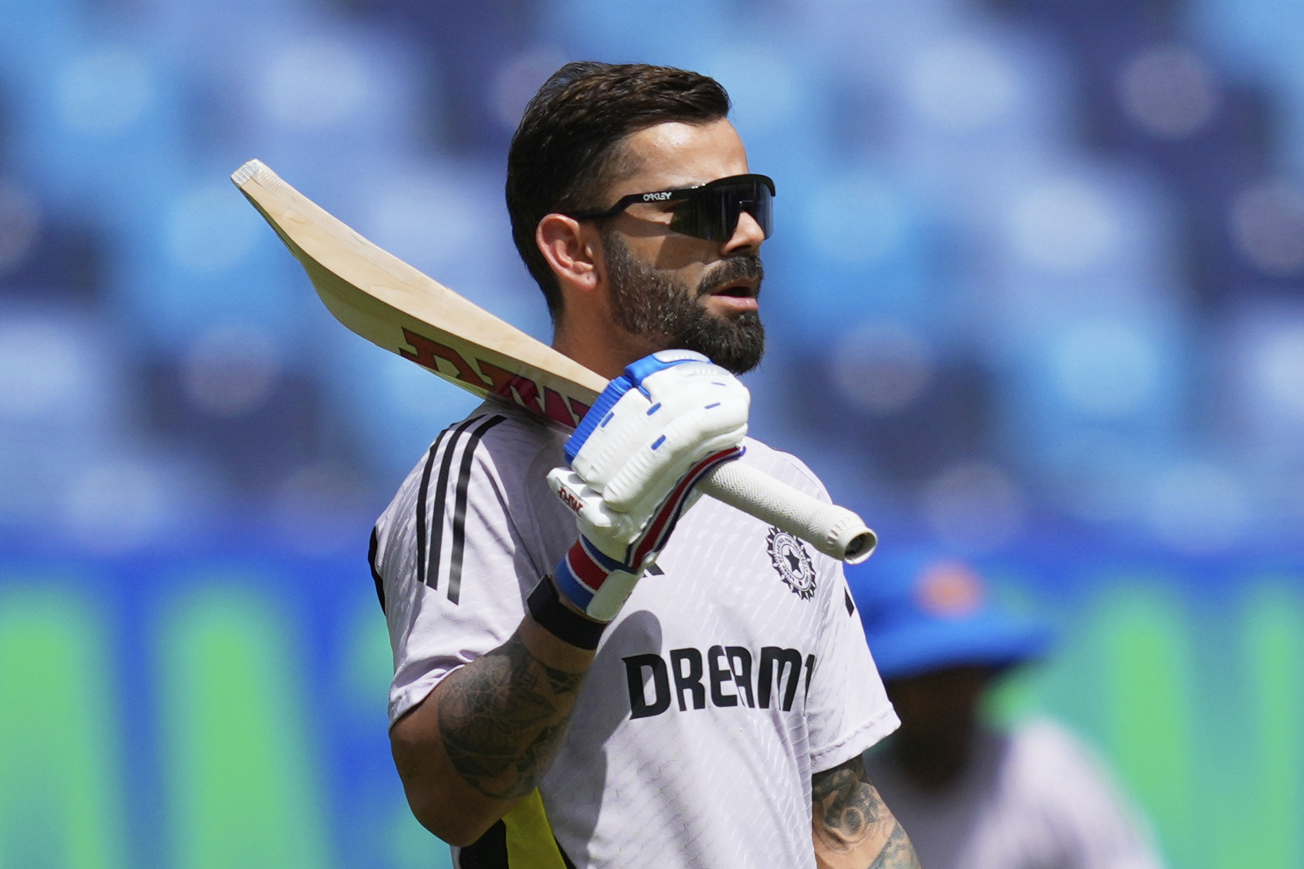 India's Virat Kohli trains ahead of the ICC Champions Trophy semifinal cricket match between India and Australia at Dubai International Cricket Stadium in Dubai, United Arab Emirates, Tuesday, March 4, 2025. (AP Photo/Altaf Qadri)