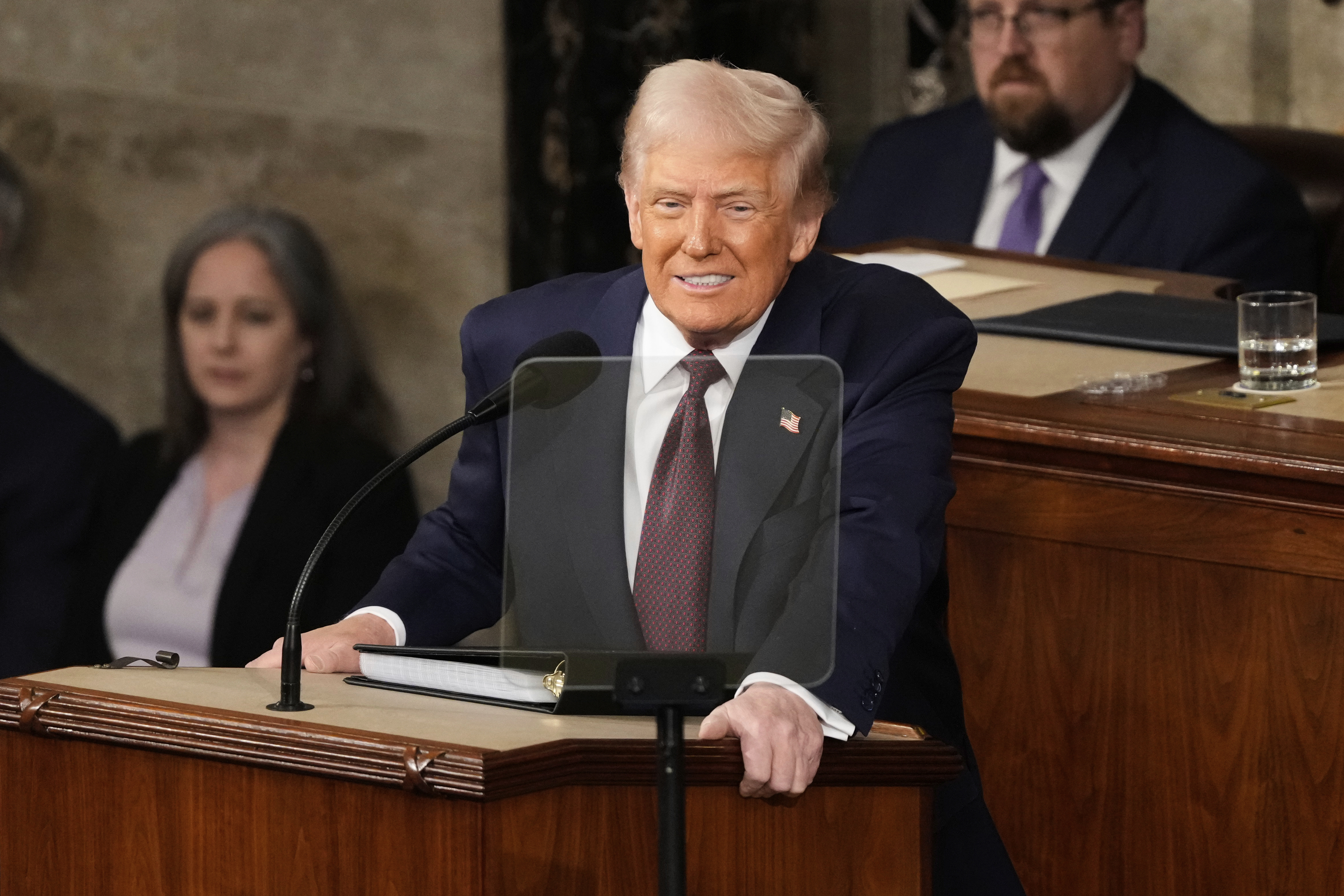 Donald Trump at the podium before Congress on March 4