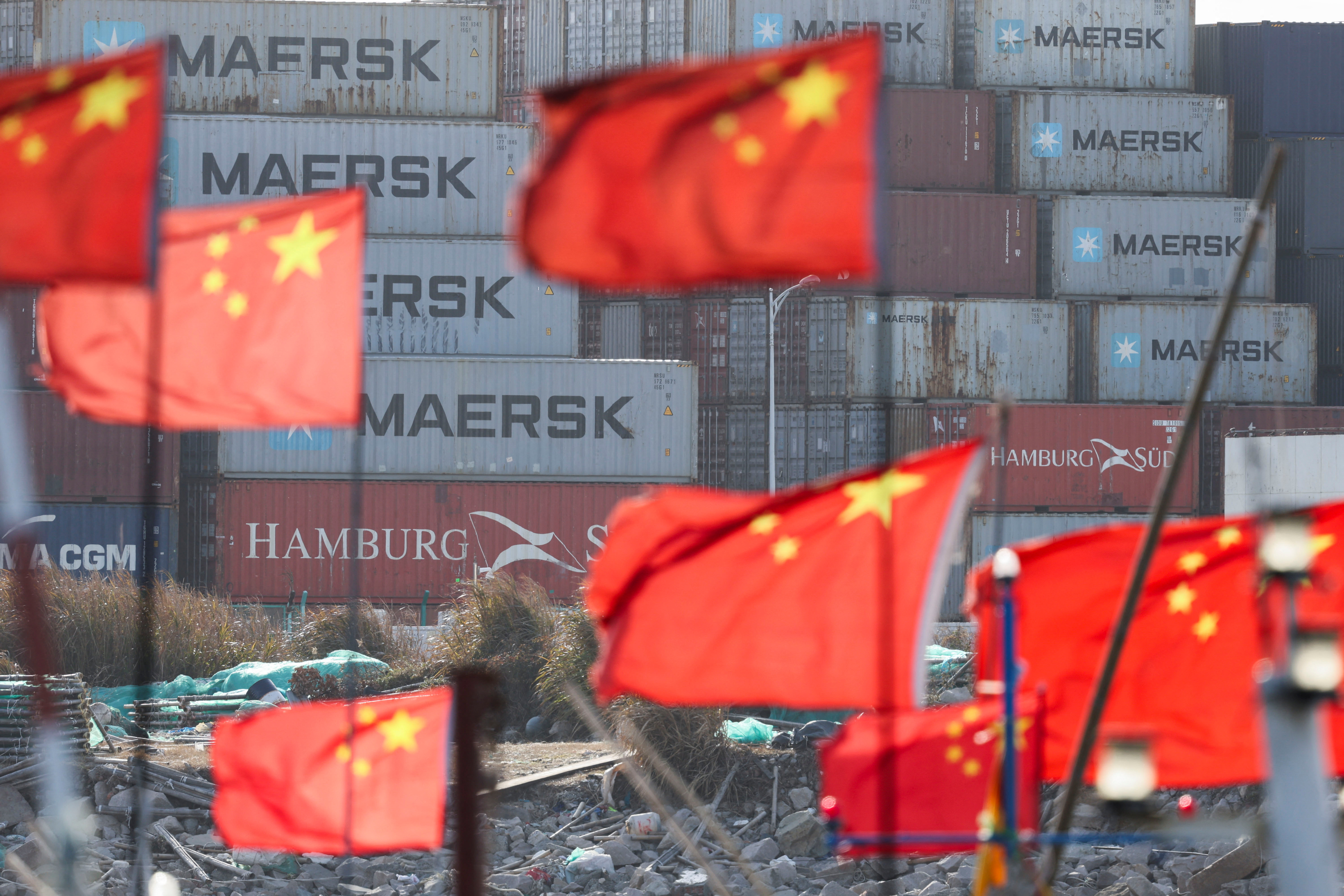 Chinese flags containers