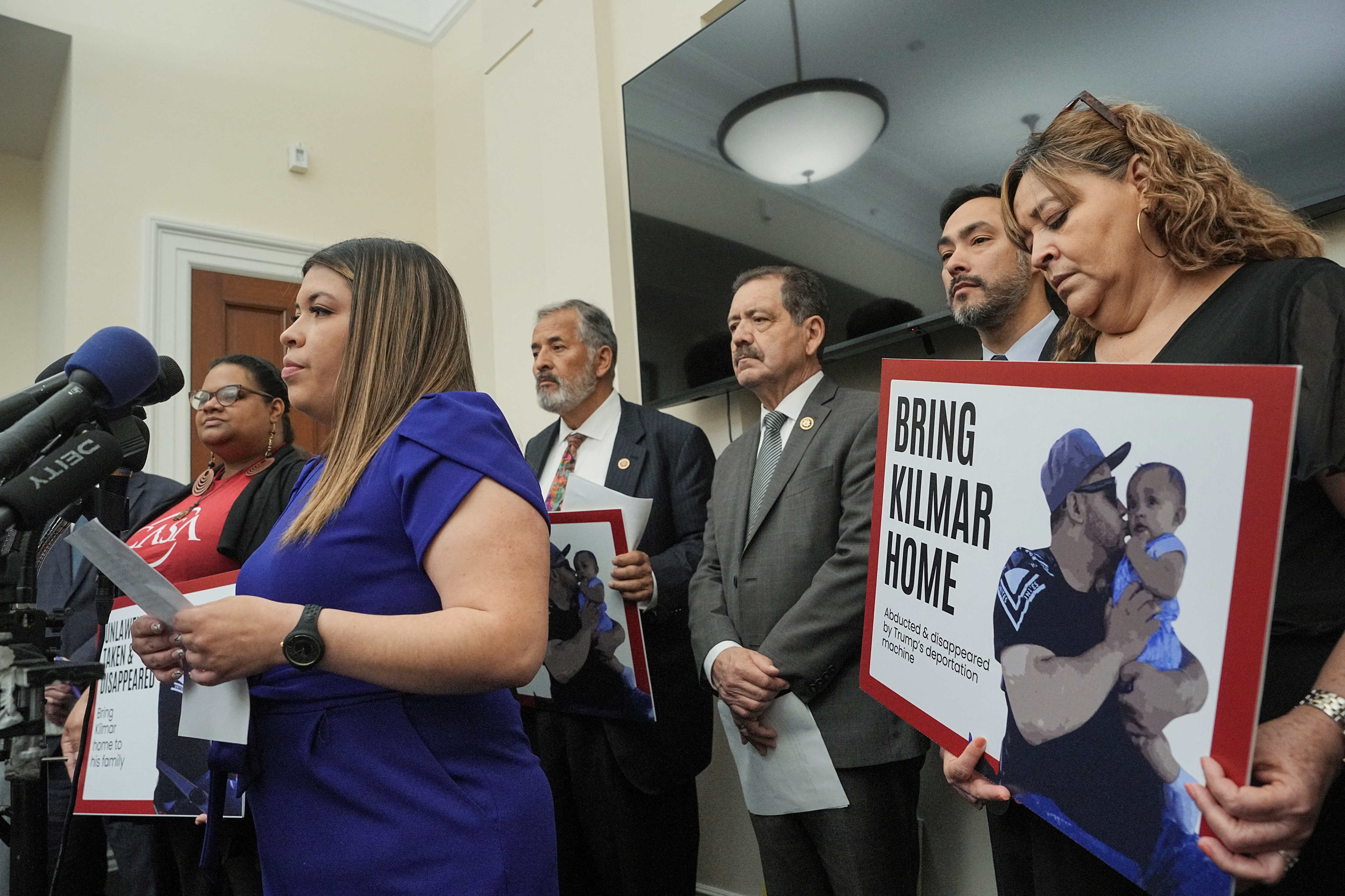 Jennifer Vasquez Sura, wife of Kilmar Abrego Garcia, a Salvadoran migrant who lived in the US legally with a work permit and was erroneously deported