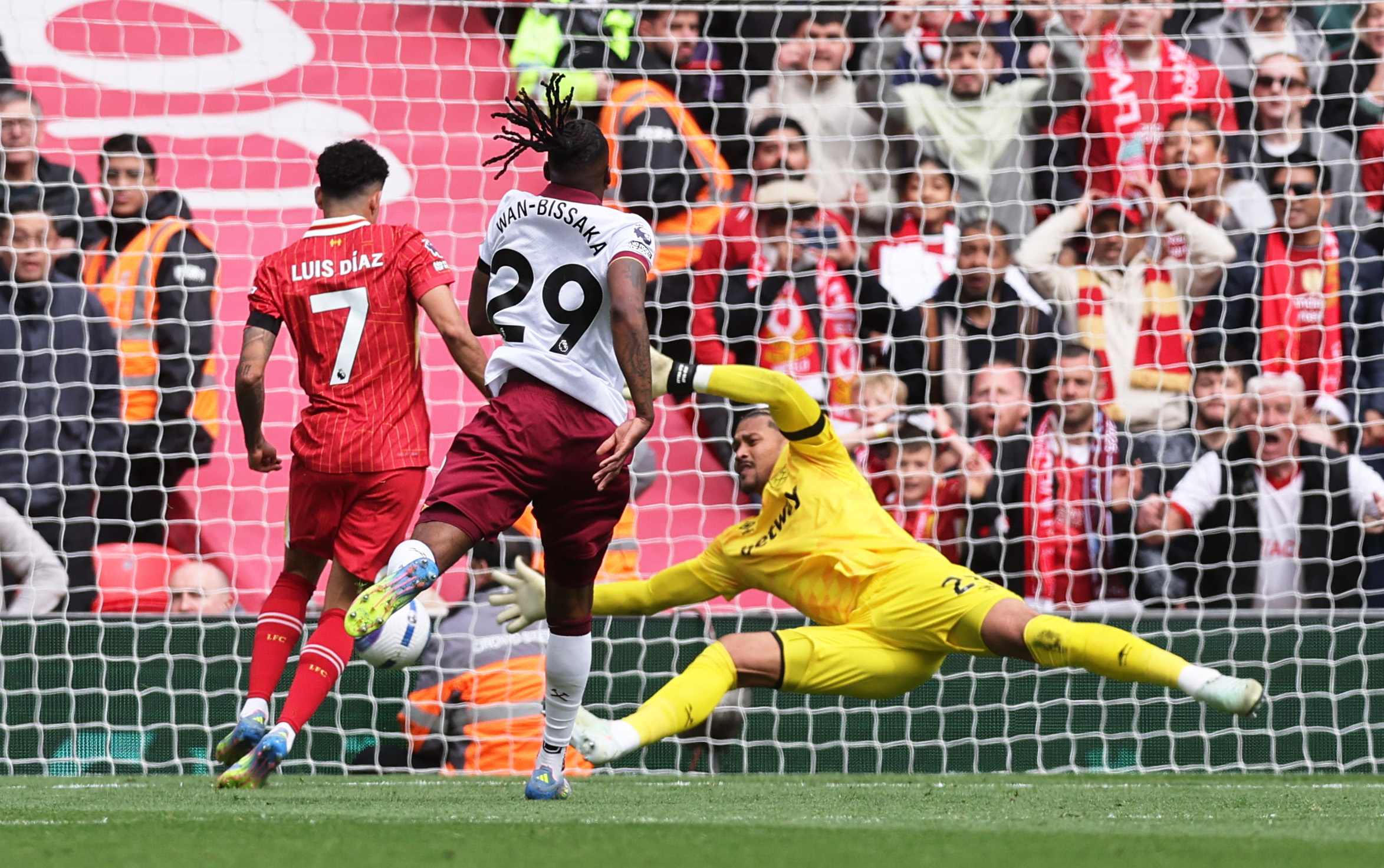 Liverpool's Luis Diaz scores their first goal