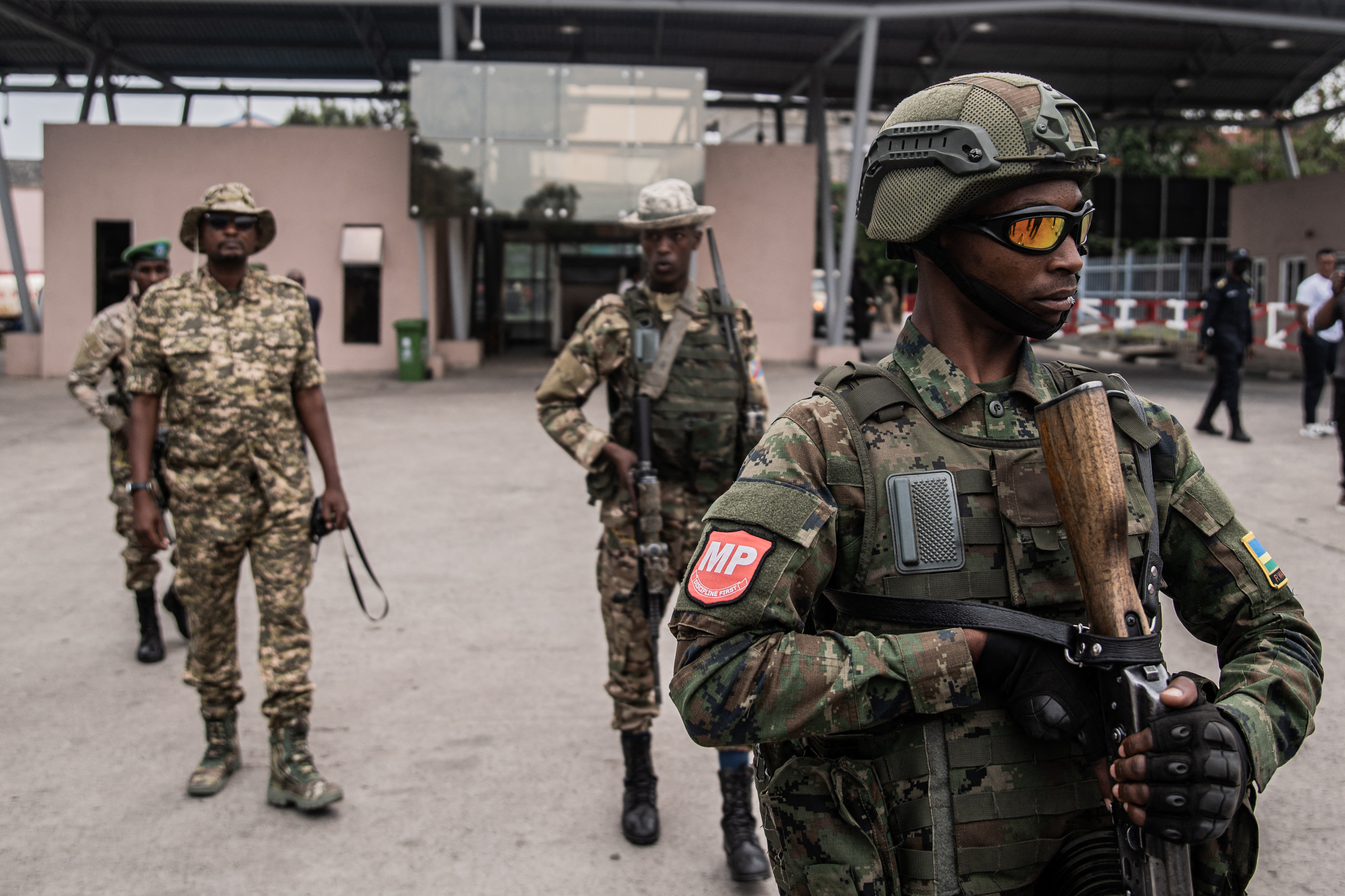 Members of the M23 movement stand guard.