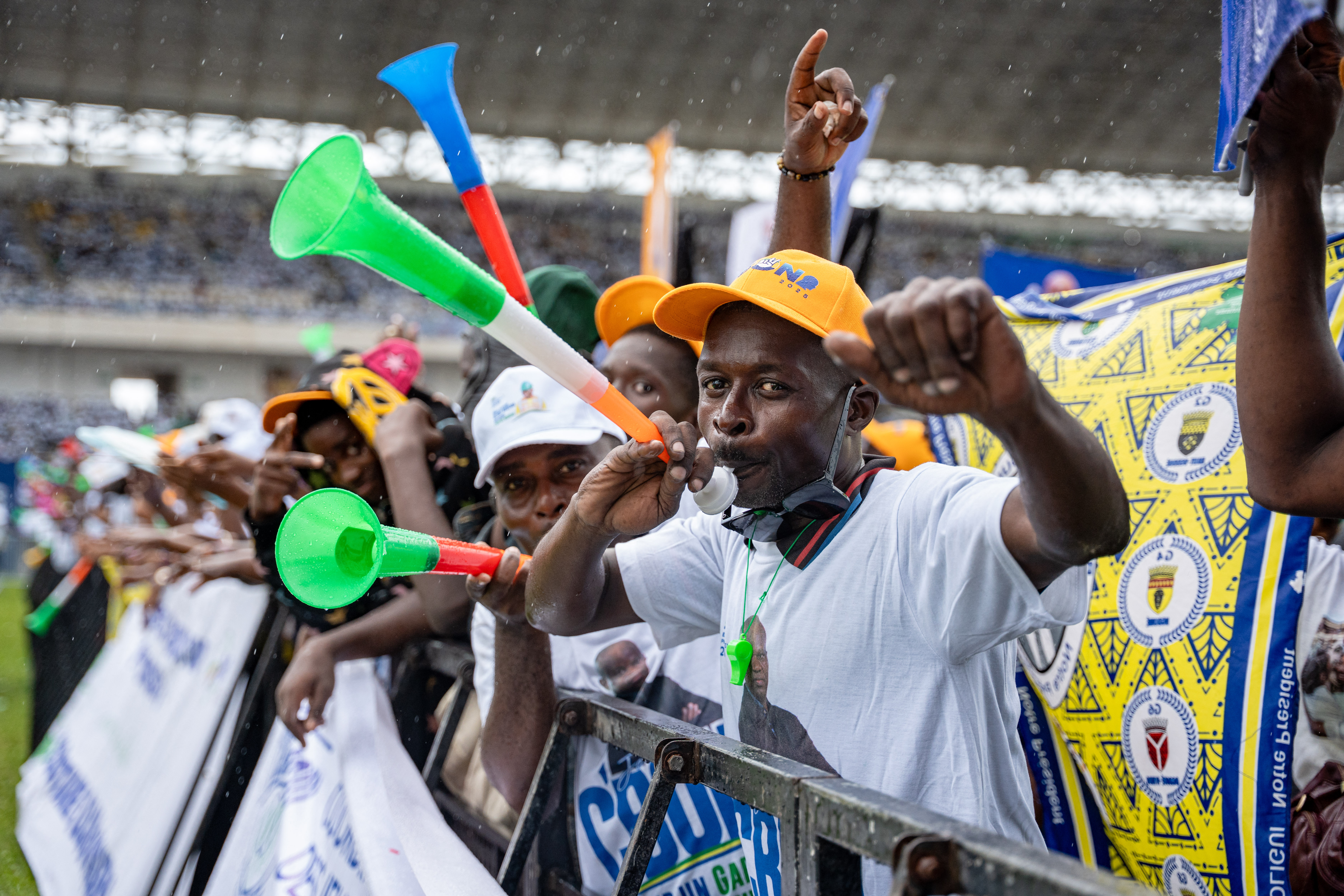 Supporters gather at the Stade de l'Amitie in Libreville.