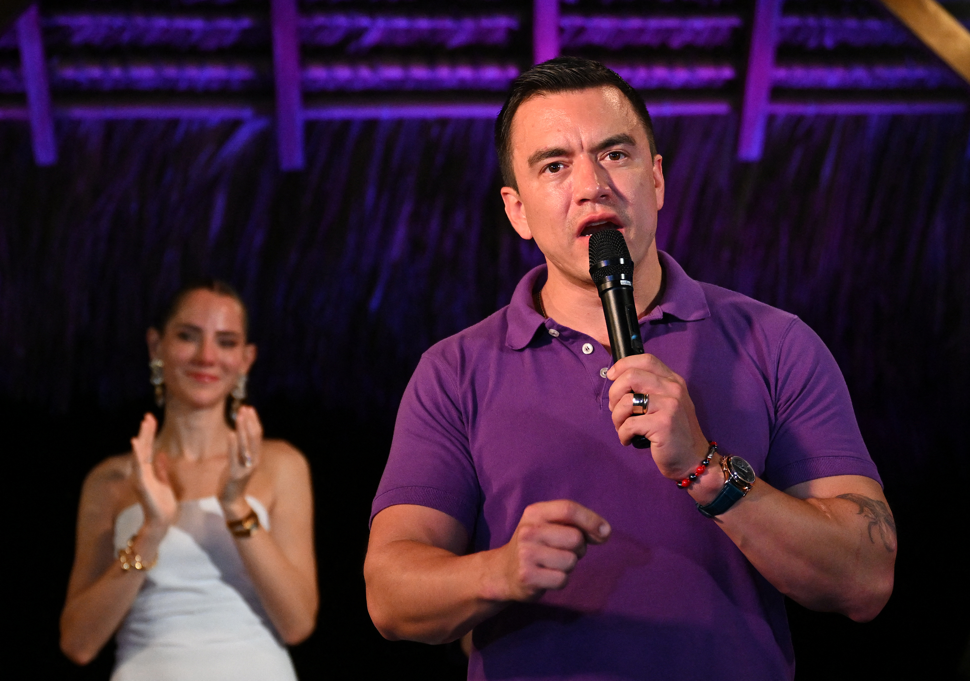 Ecuador's President and Presidential candidate Daniel Noboa