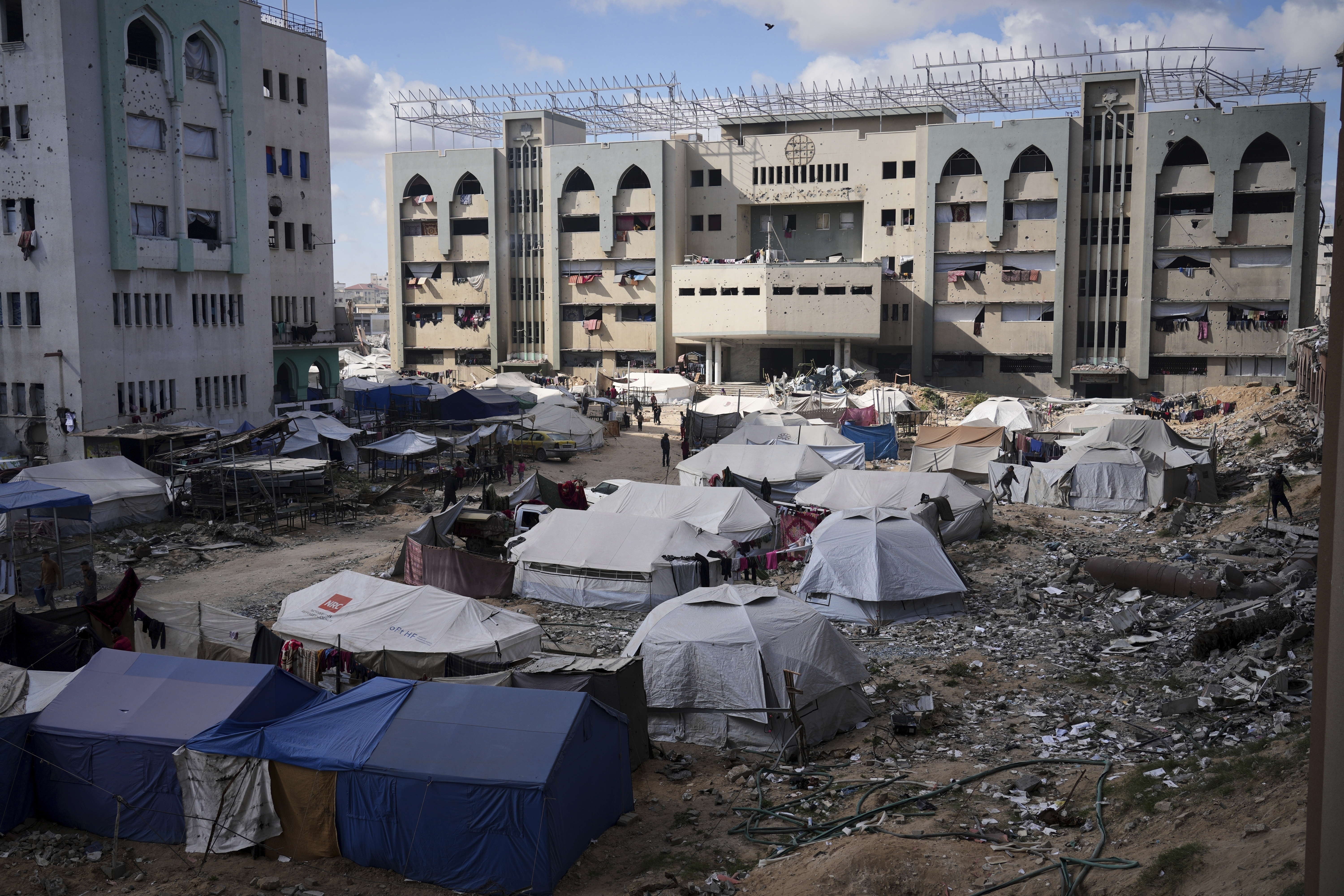 A bombed-out Gaza university becomes a shelter for displaced Palestinians