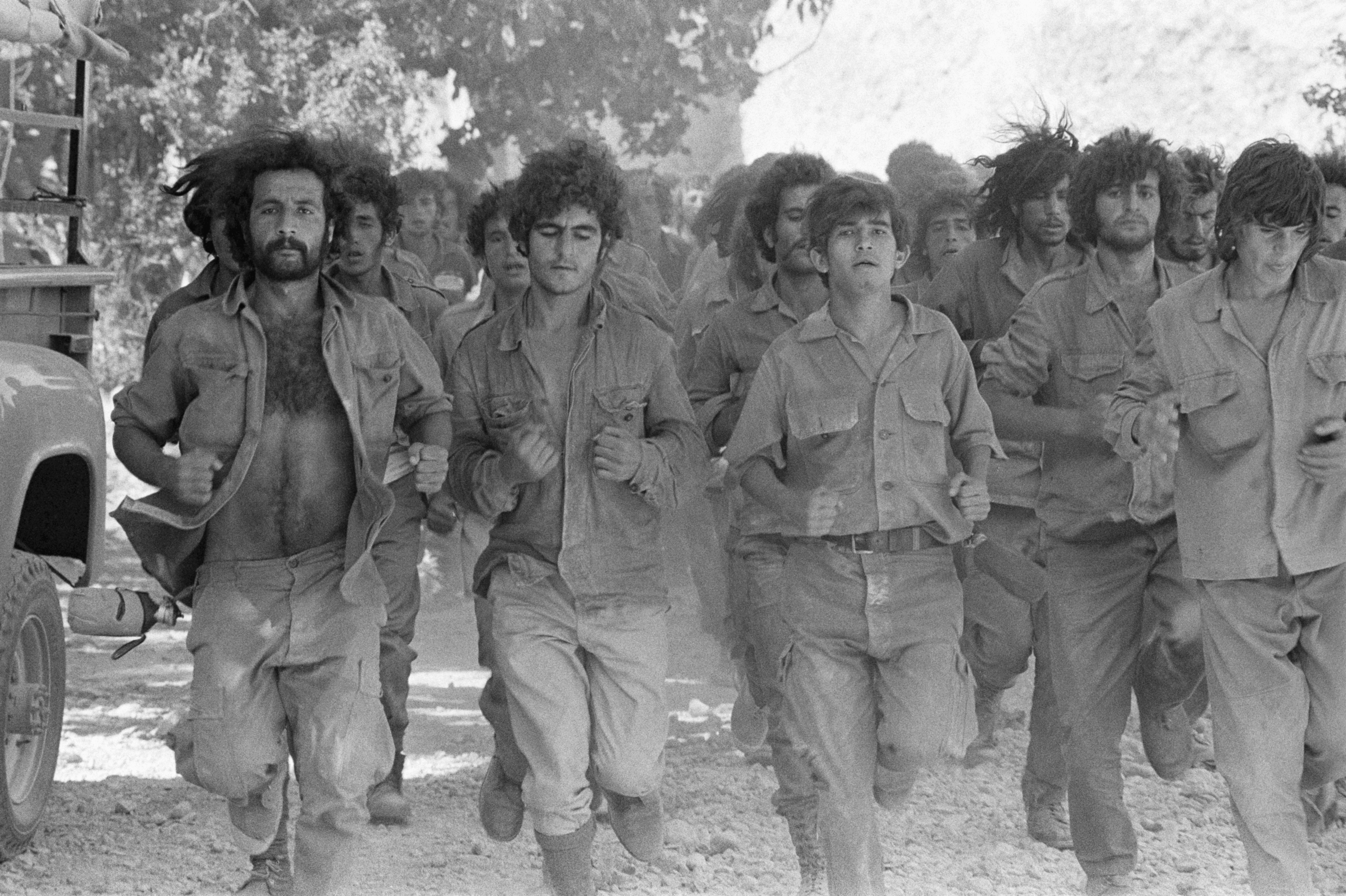 New commando recruits undergo intense training in a Popular Front for the Liberation of Palestine (PFLP) camp. The fedayeen live in grottos, cut off from others, and make up one of the toughest organizations of the PFLP. (Photo by Claude Salhani/Sygma via Getty Images)