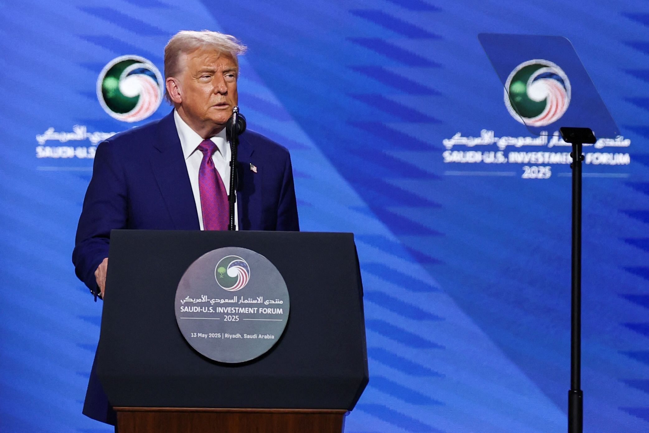 U.S. President Donald Trump speaks at the Saudi-U.S. Investment Forum, in Riyadh, Saudi Arabia, May 13, 2025. REUTERS/Hamad I Mohammed