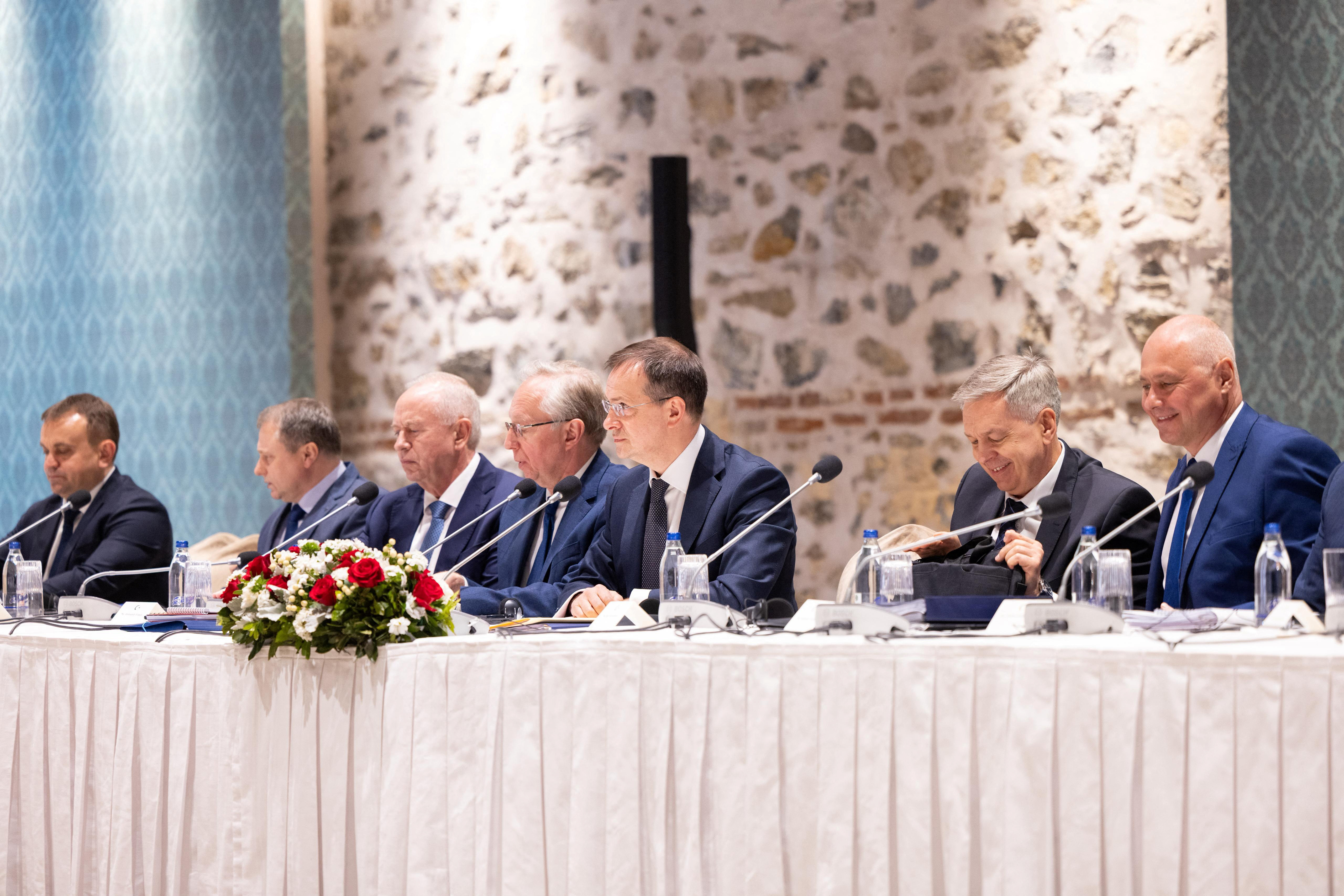 Russian delegation, led by presidential adviser Vladimir Medinsky, attend a meeting with Ukrainian delegation 