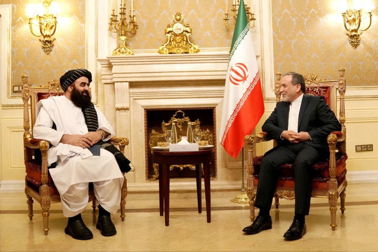 Iran's Foreign Minister Abbas Araghchi meets with Afghanistan's Foreign Minister Amir Khan Muttaqi in Tehran, Iran, May 18, 2025.