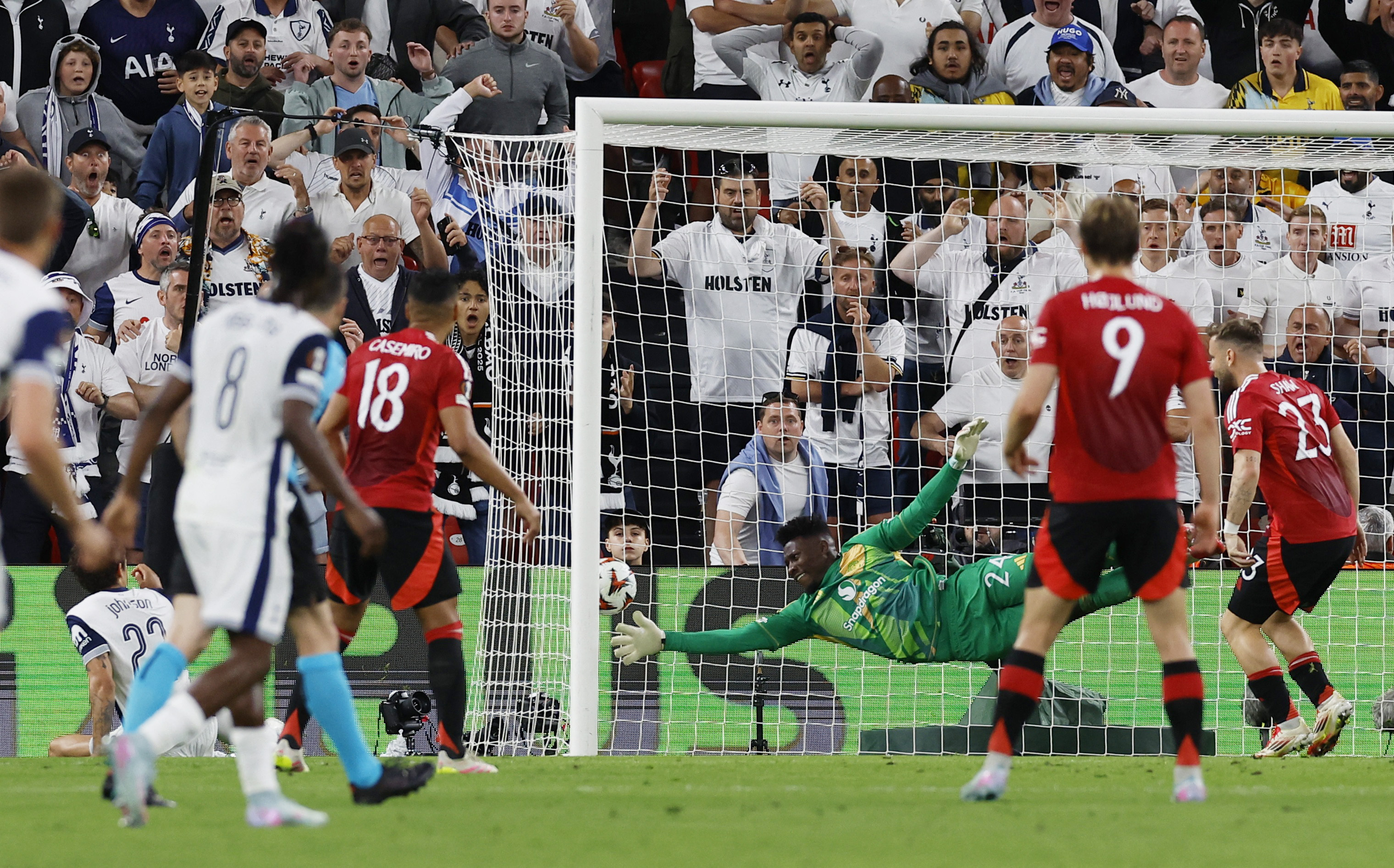 Tottenham Hotspur's Brennan Johnson scores their first goal