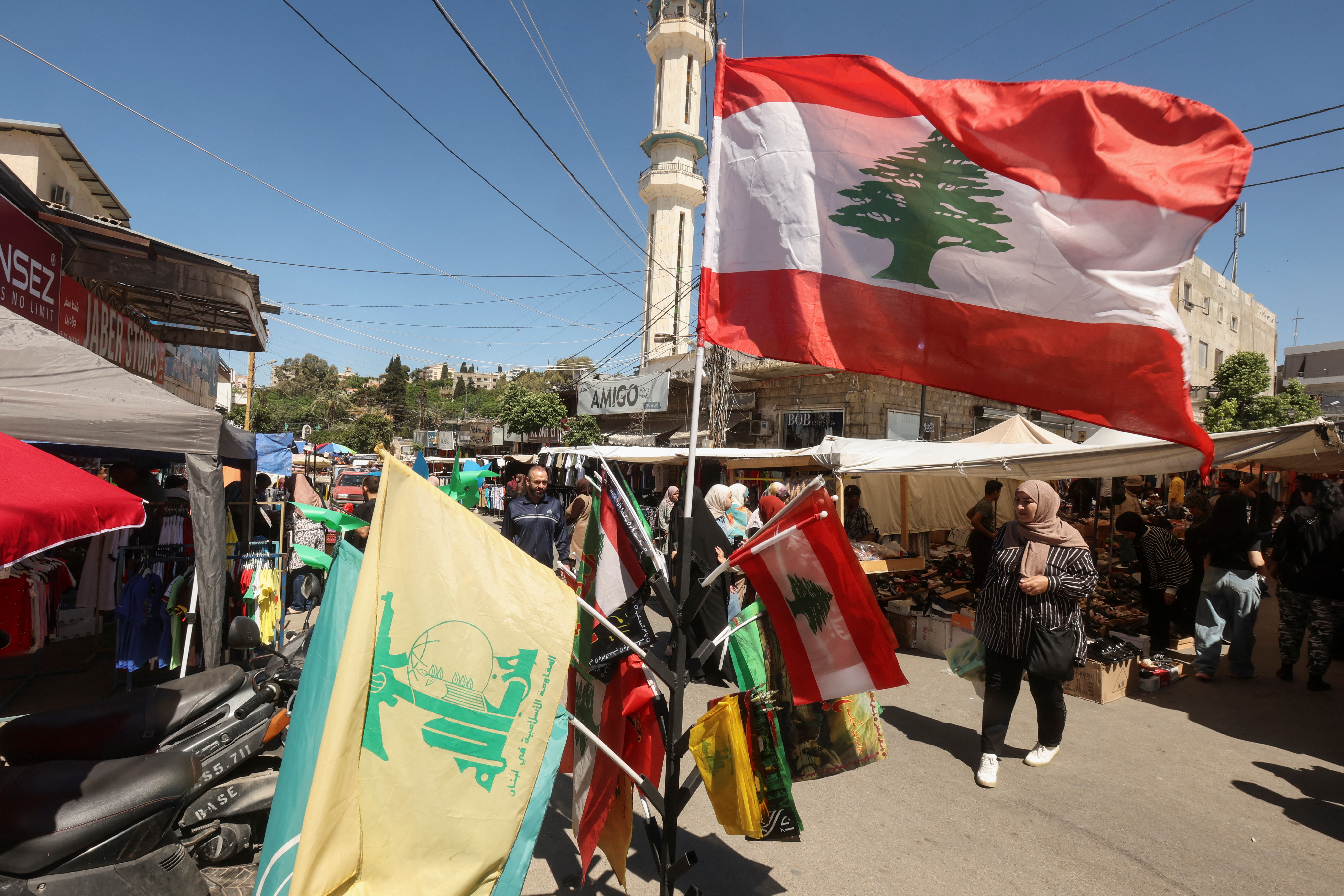 Lebanon and Hezbollah flags