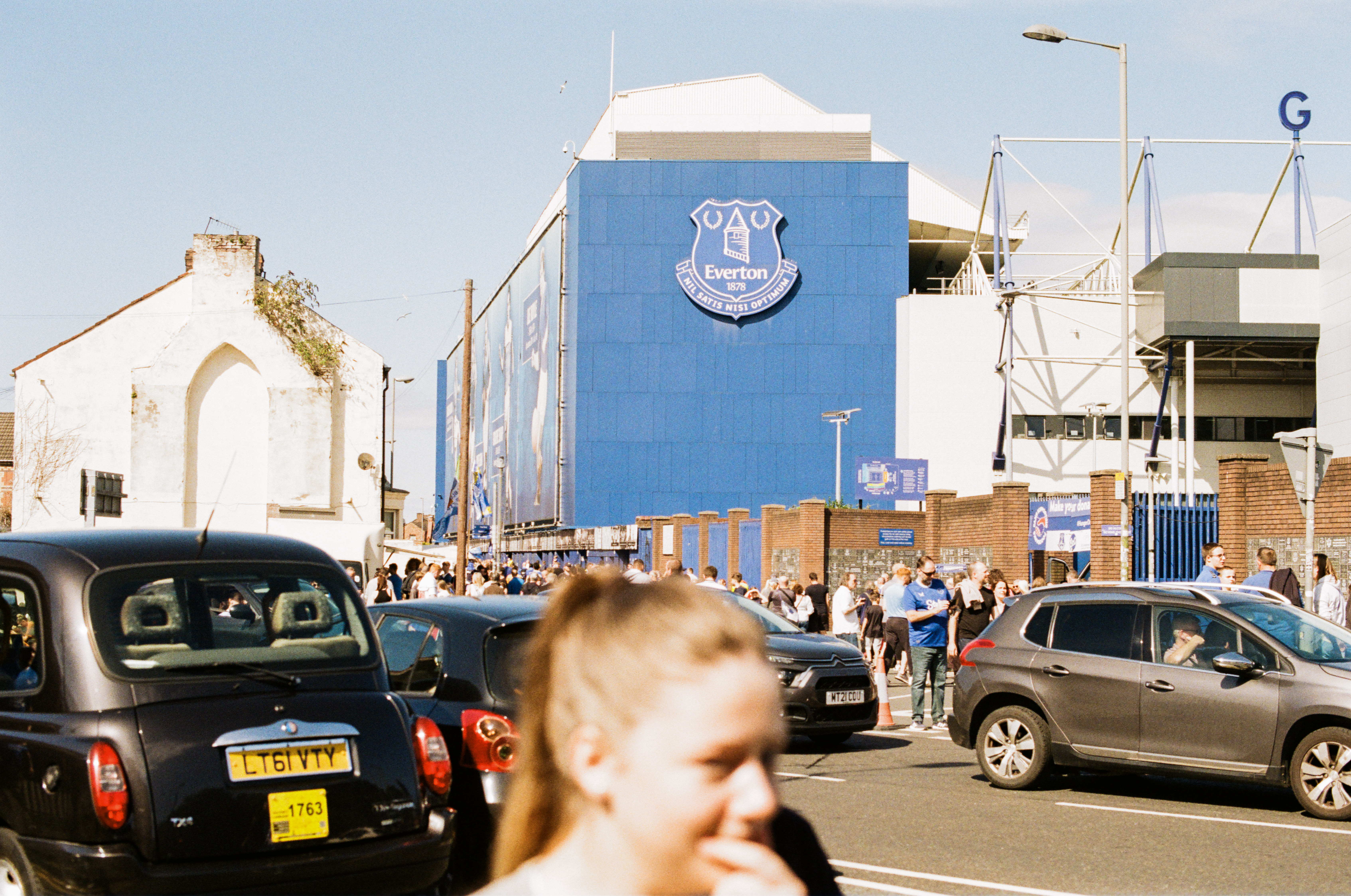 The view of one of the Goodison Park stands from outside Everton's stadium