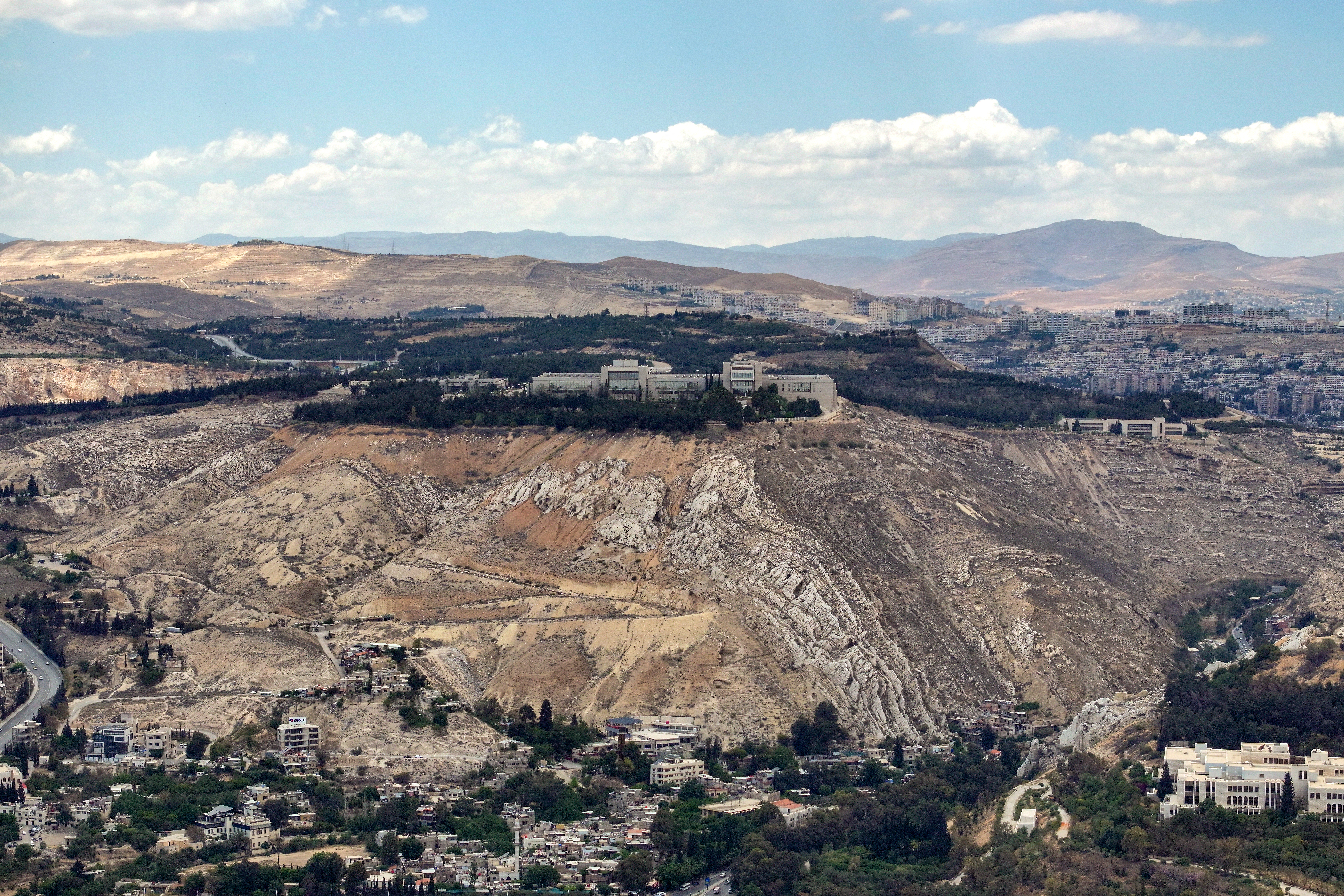 Aerial photo shows the Syrian presidential palace