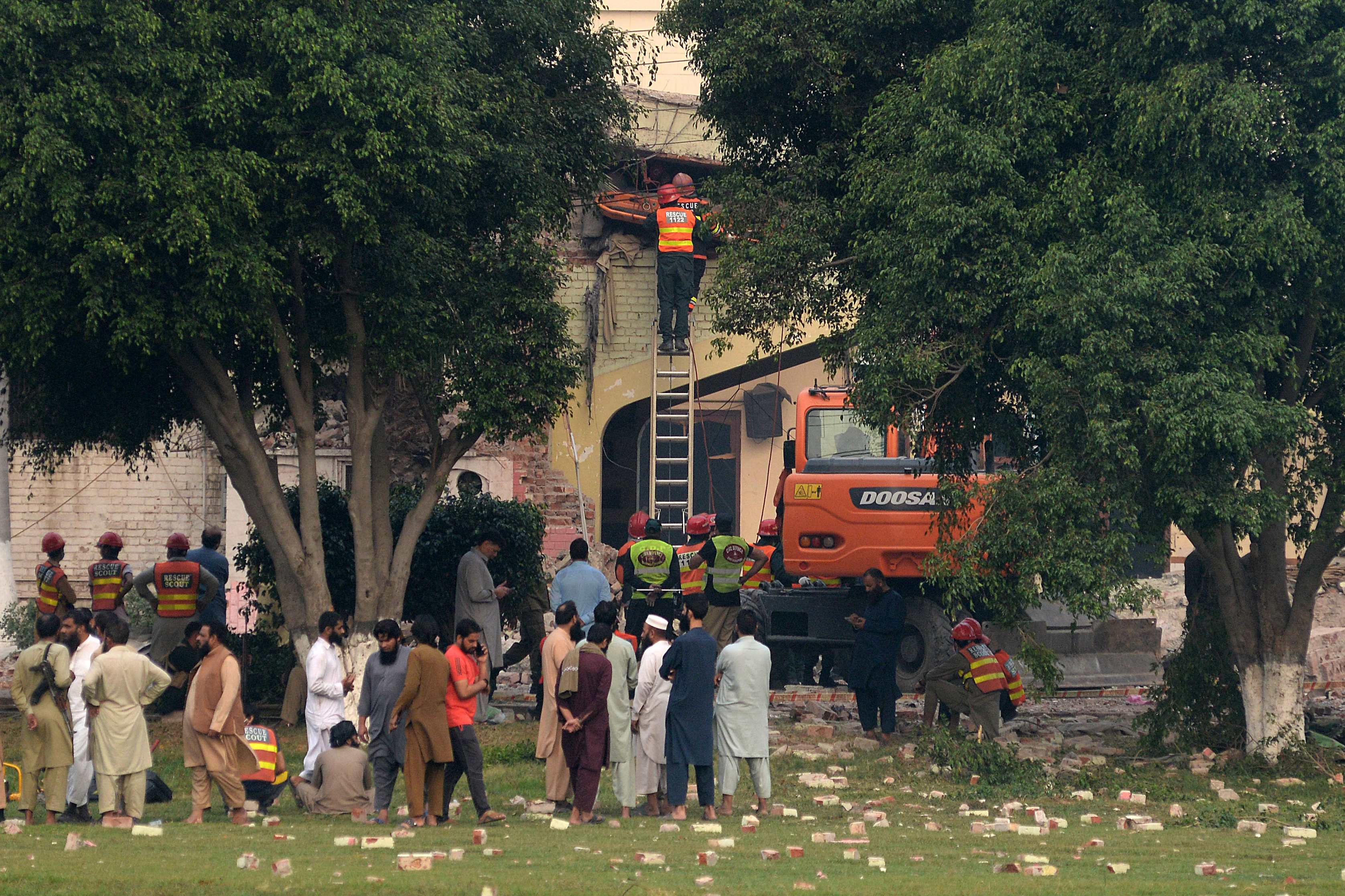 a view of a damaged building