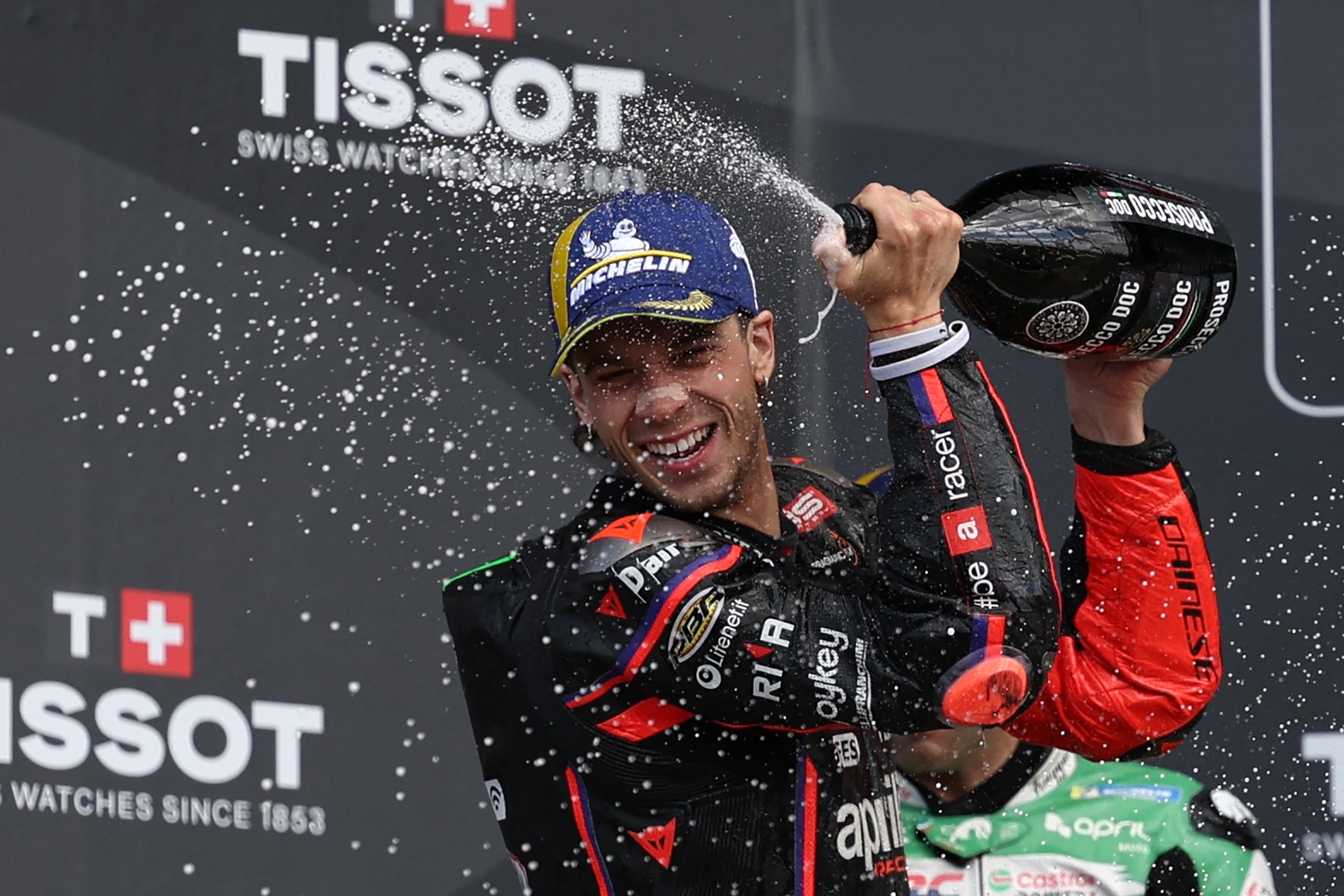 Marco Bezzecchi reacts.