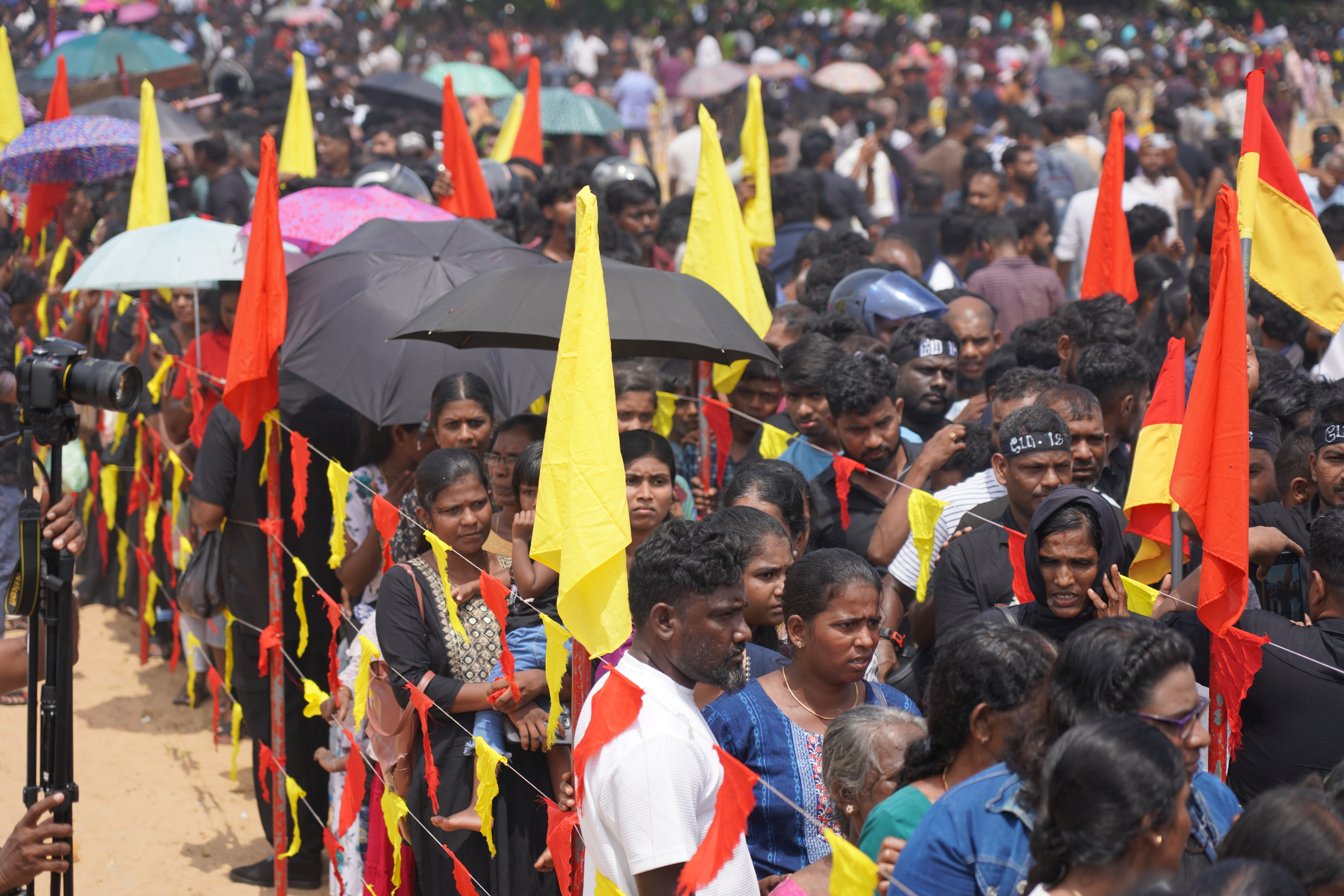 People queue to pay respects to the memorial.