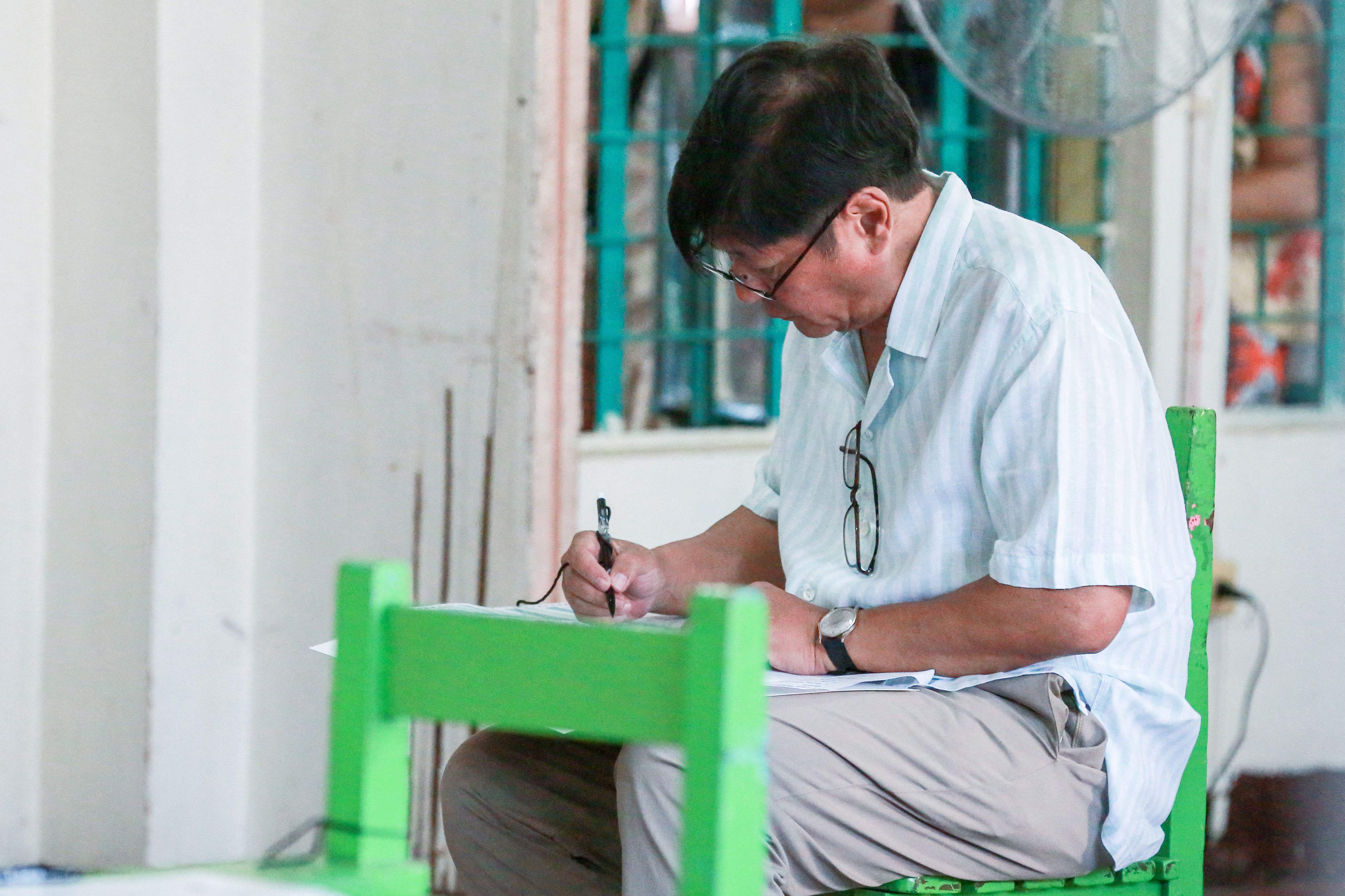 Philippine President Ferdinand Marcos votes.
