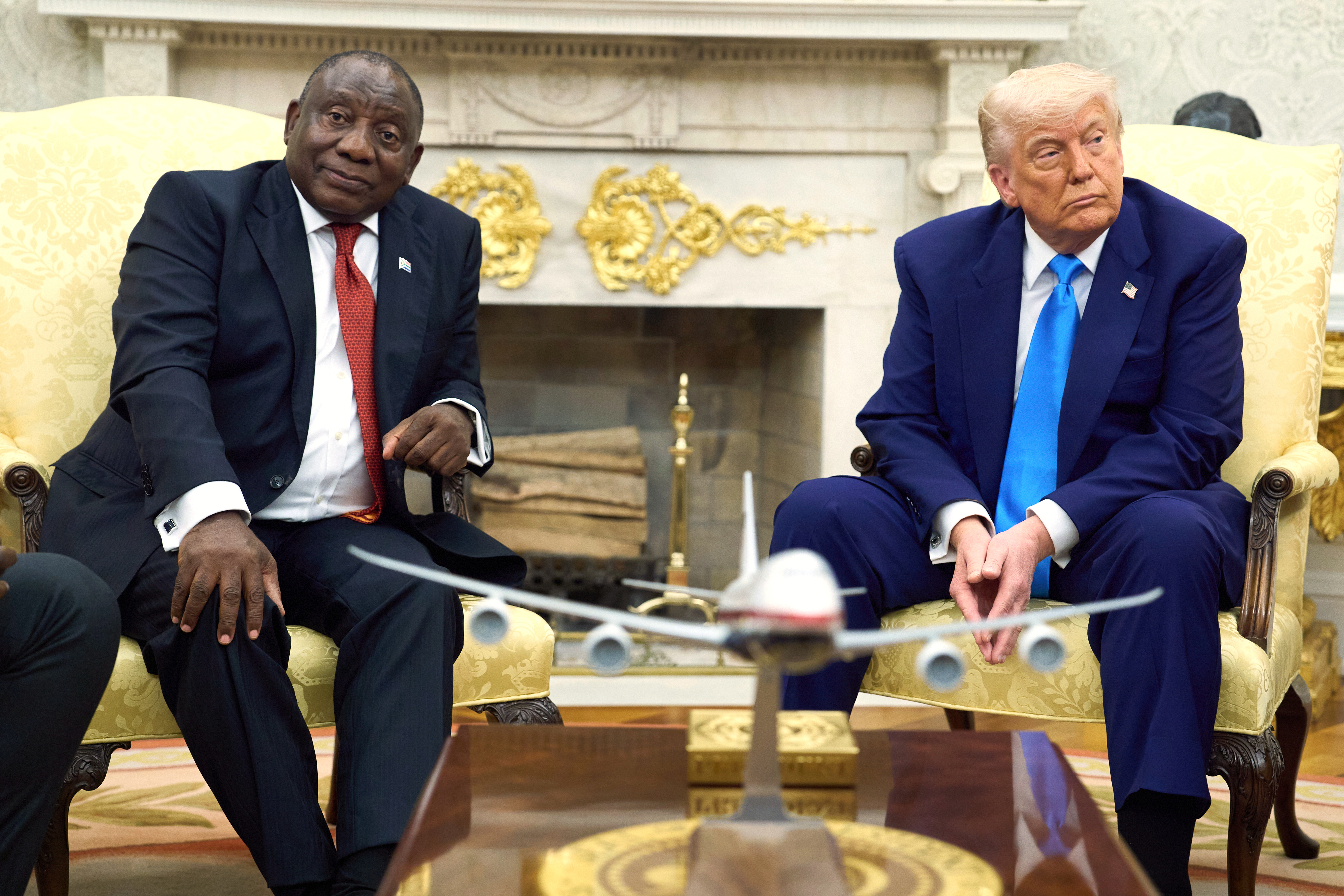 President Donald Trump meets South Africa's President Cyril Ramaphosa in the Oval Office of the White House.