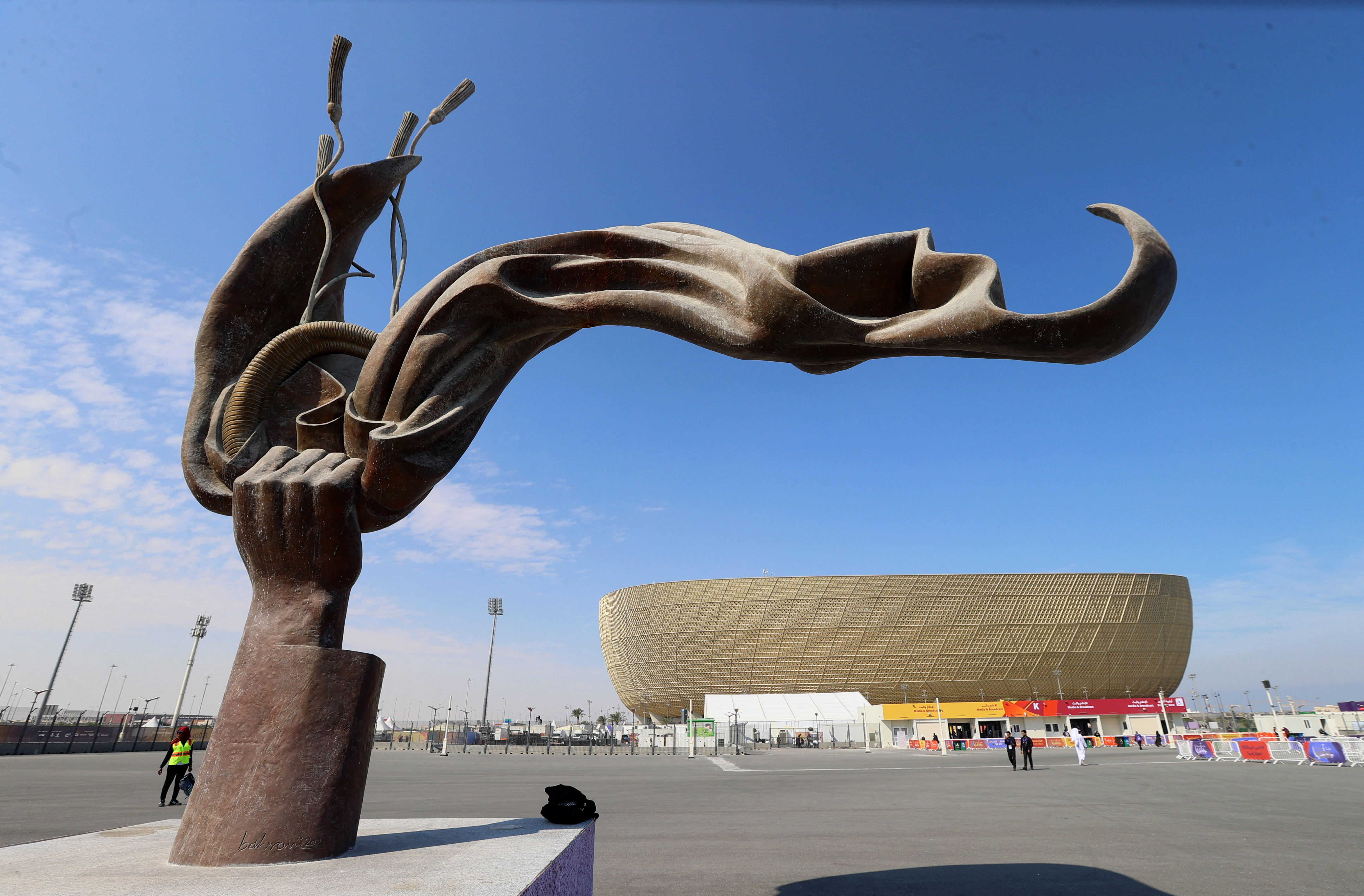 AFC Asian Cup - Final - Jordan v Qatar - Lusail Stadium, Lusail, Qatar - February 10, 2024 General view of a statue outside the stadium