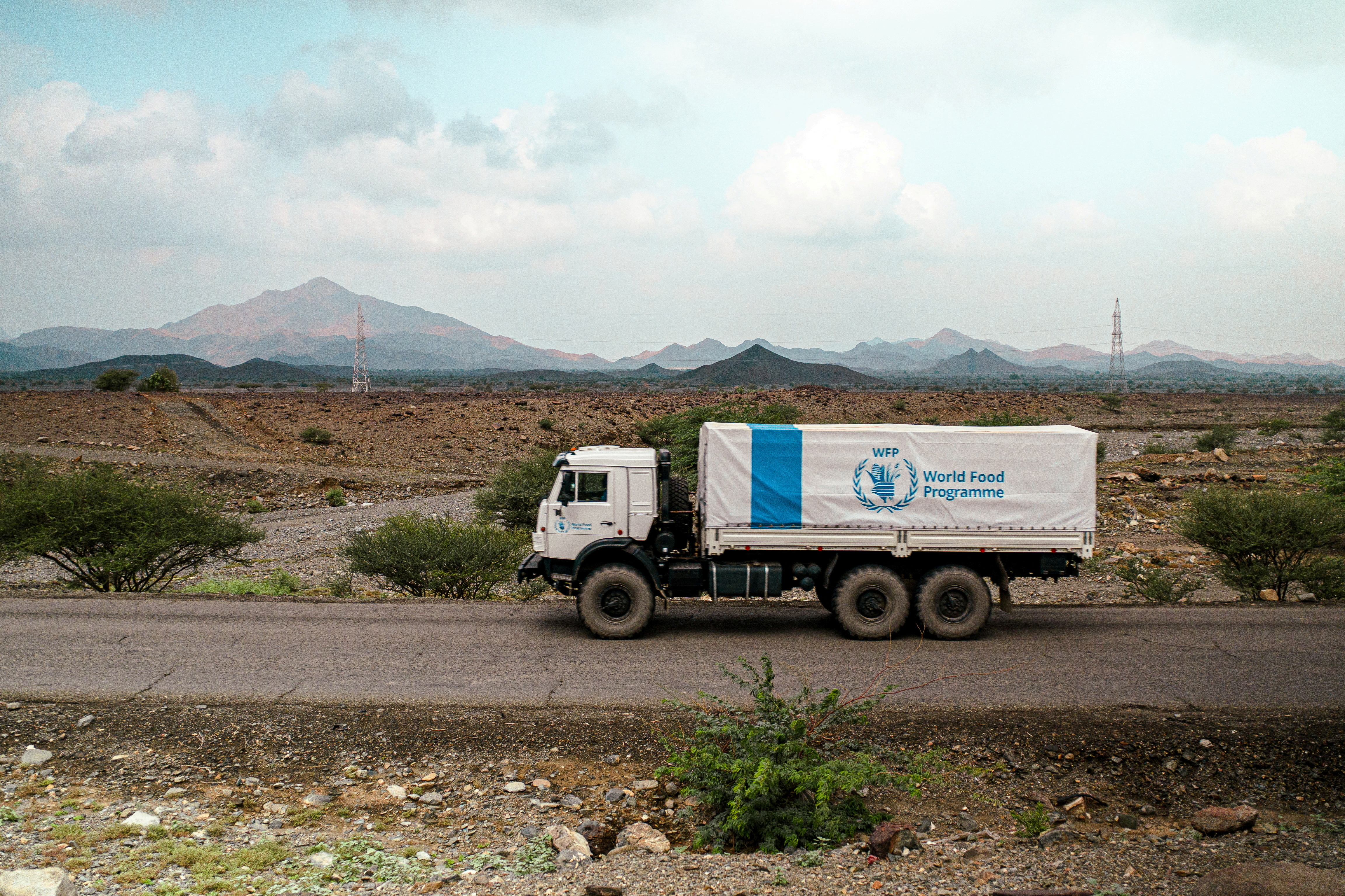 WFP truck carries aid from Port Sudan