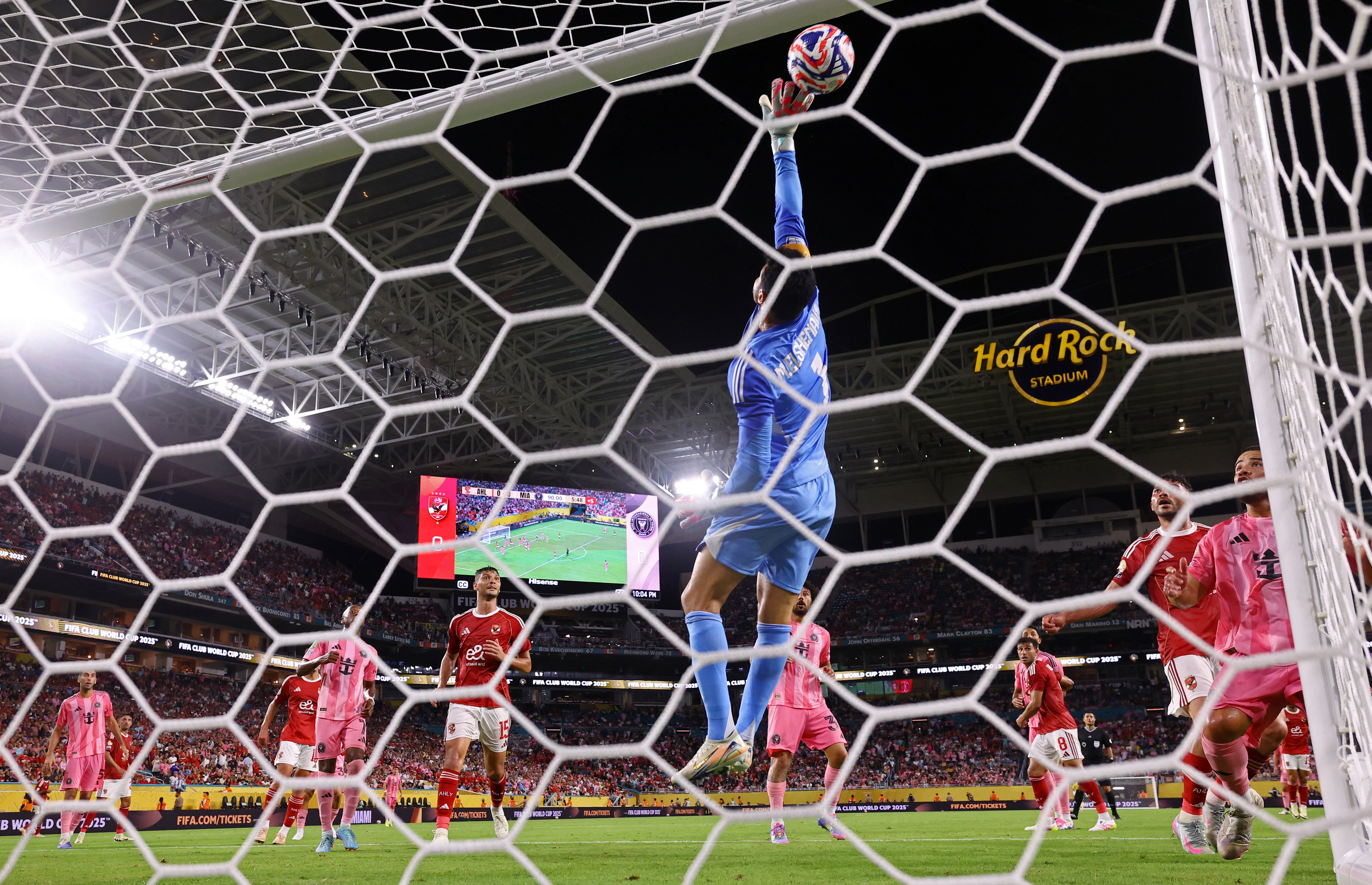 Football - Club World Cup - Group A - Al Ahly v Inter Miami CF - Hard Rock Stadium, Miami Gardens, Florida, U.S. - June 14, 2025 Al Ahly's Mohamed El Shenawy makes a save