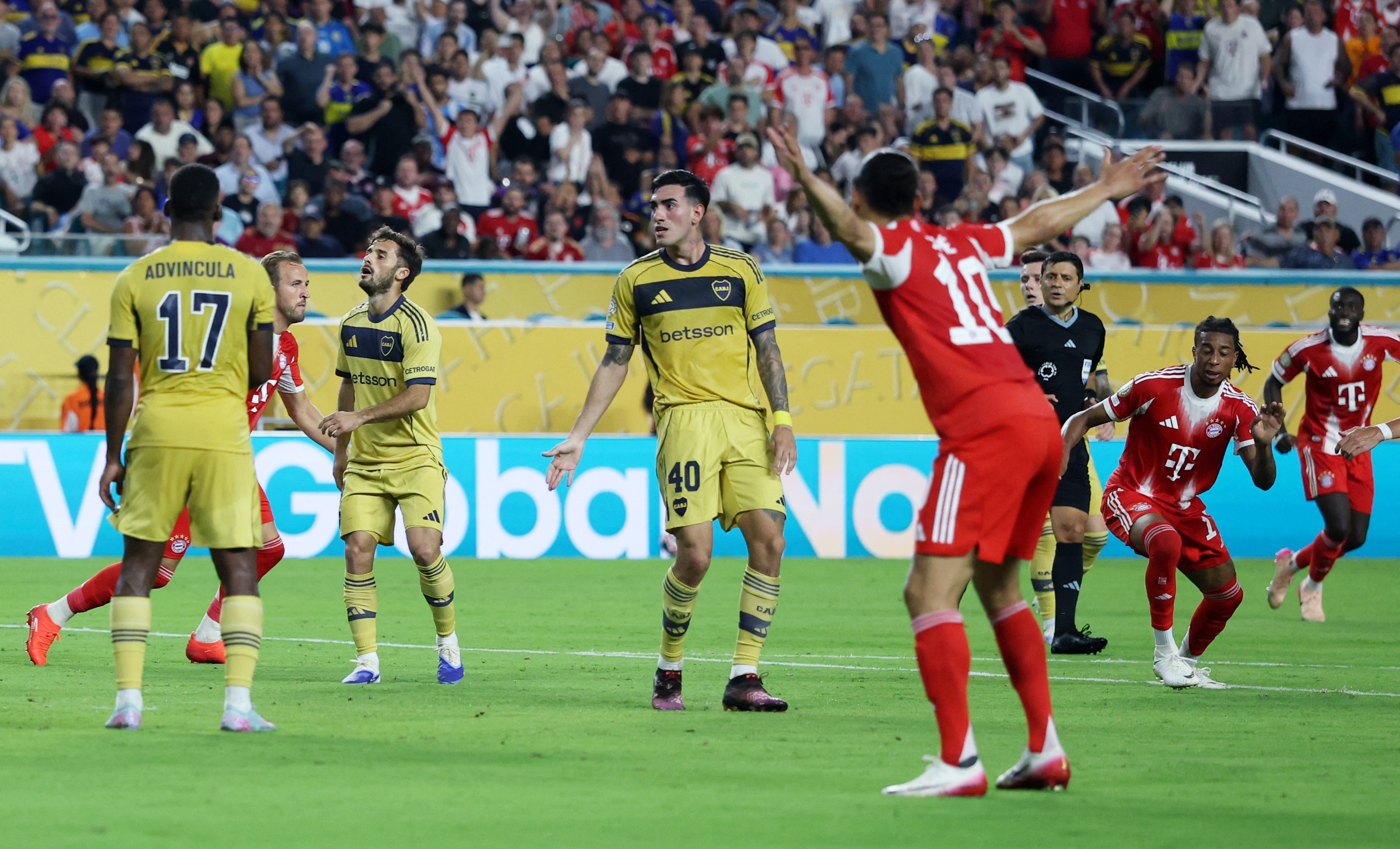Bayern Munich's Michael Olise celebrates scoring their second goal