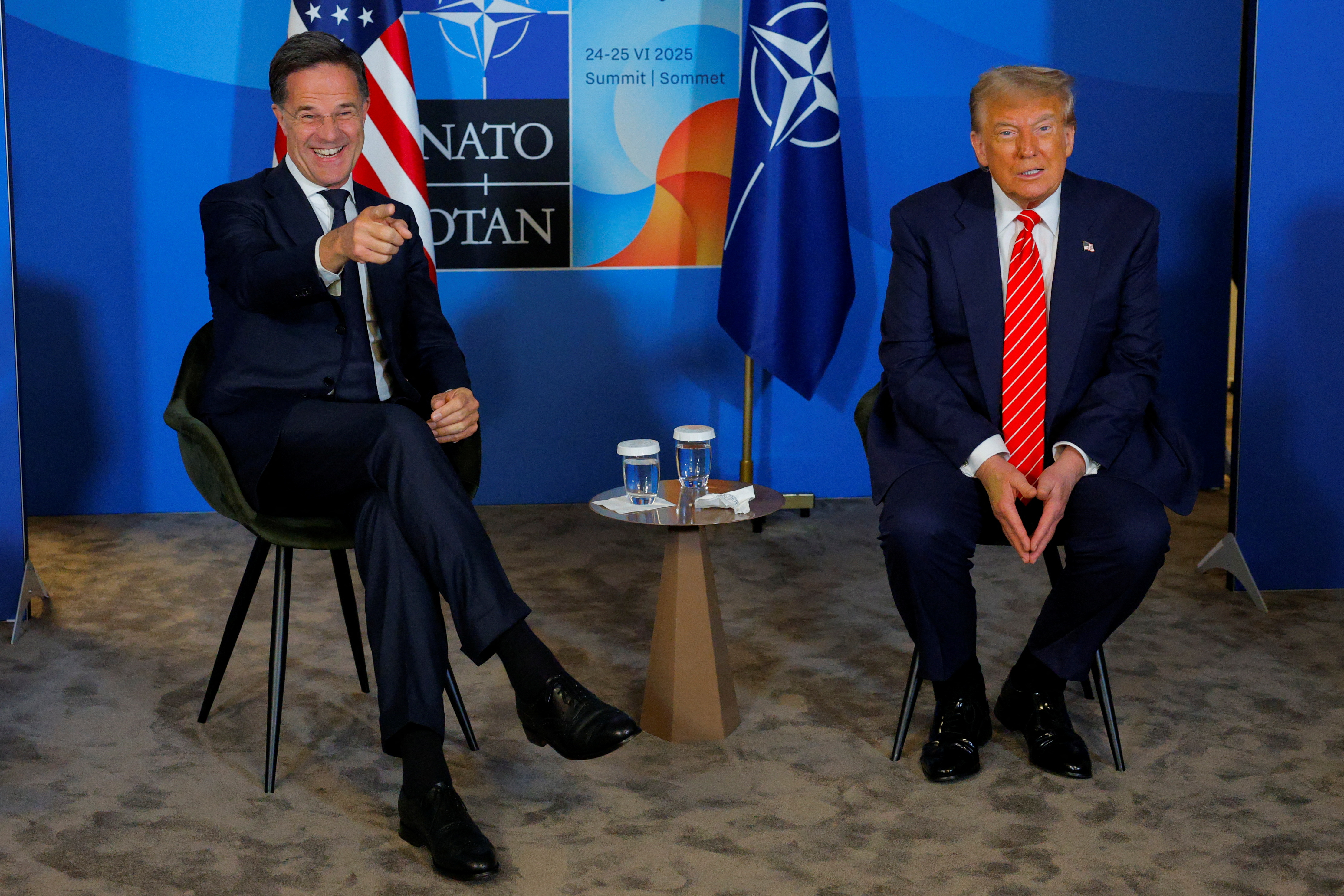 US President Donald Trump meets NATO Secretary-General Mark Rutte in The Hague