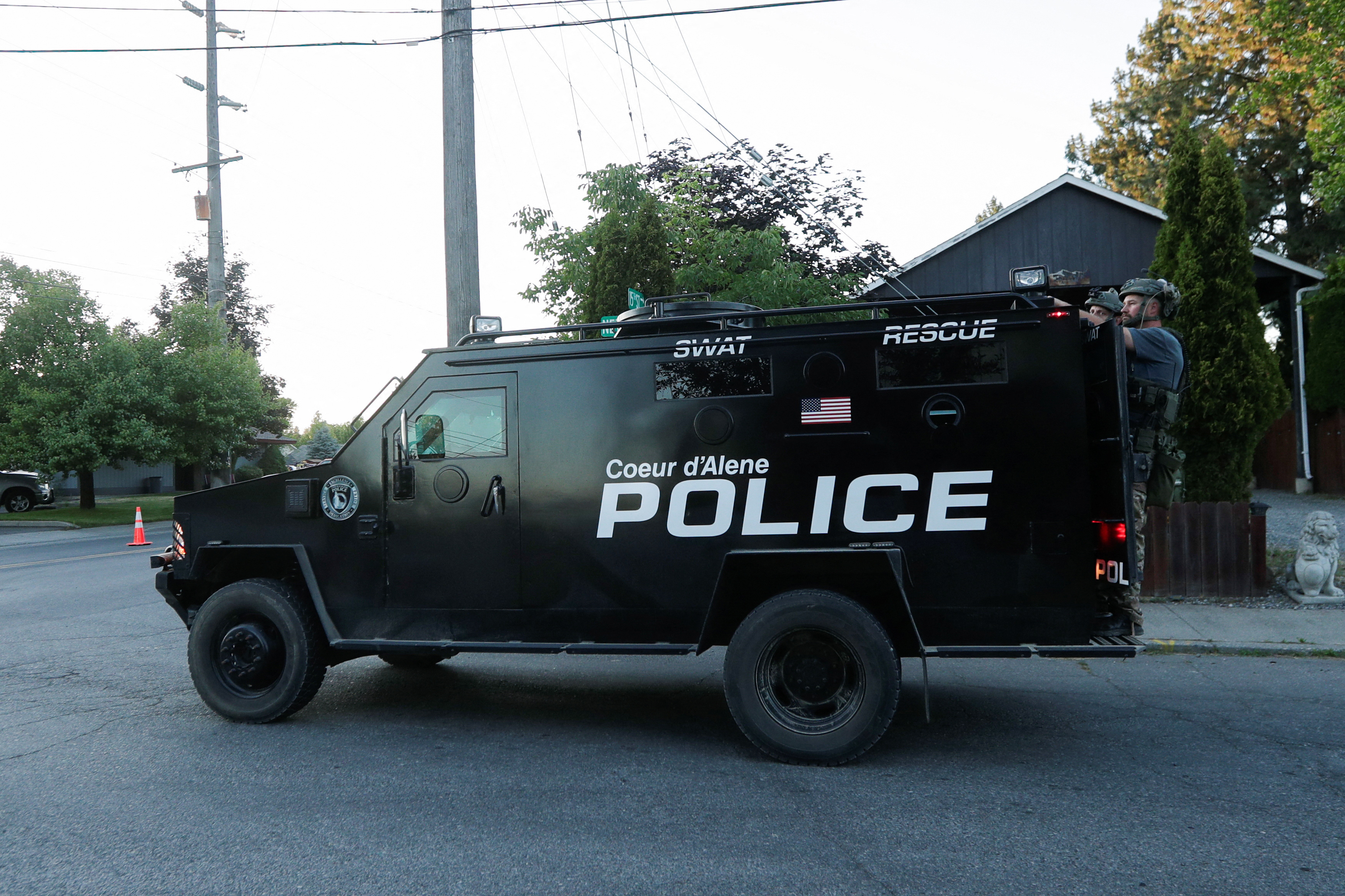 An armored police vehicle 