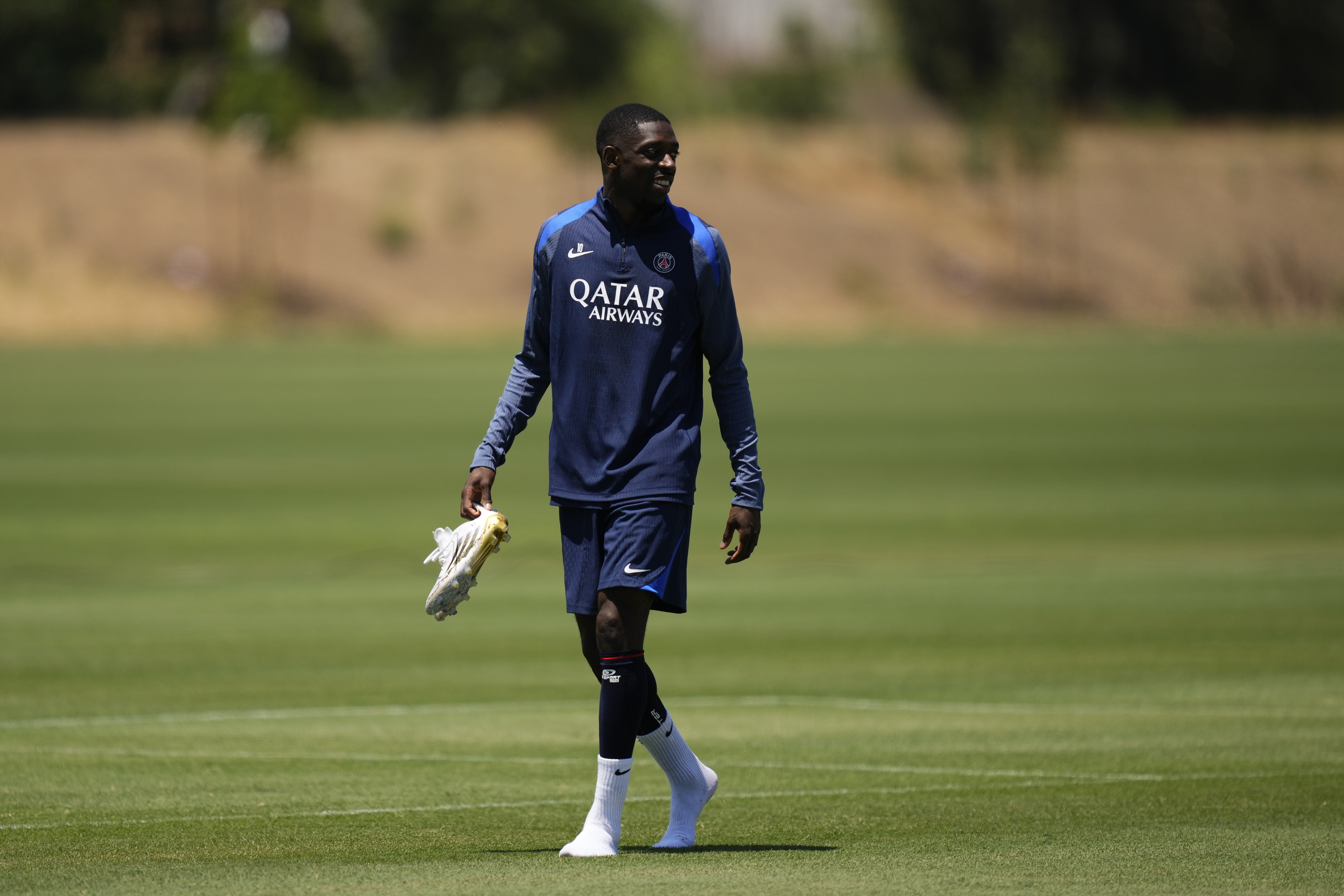 Ousmane Dembele reacts.