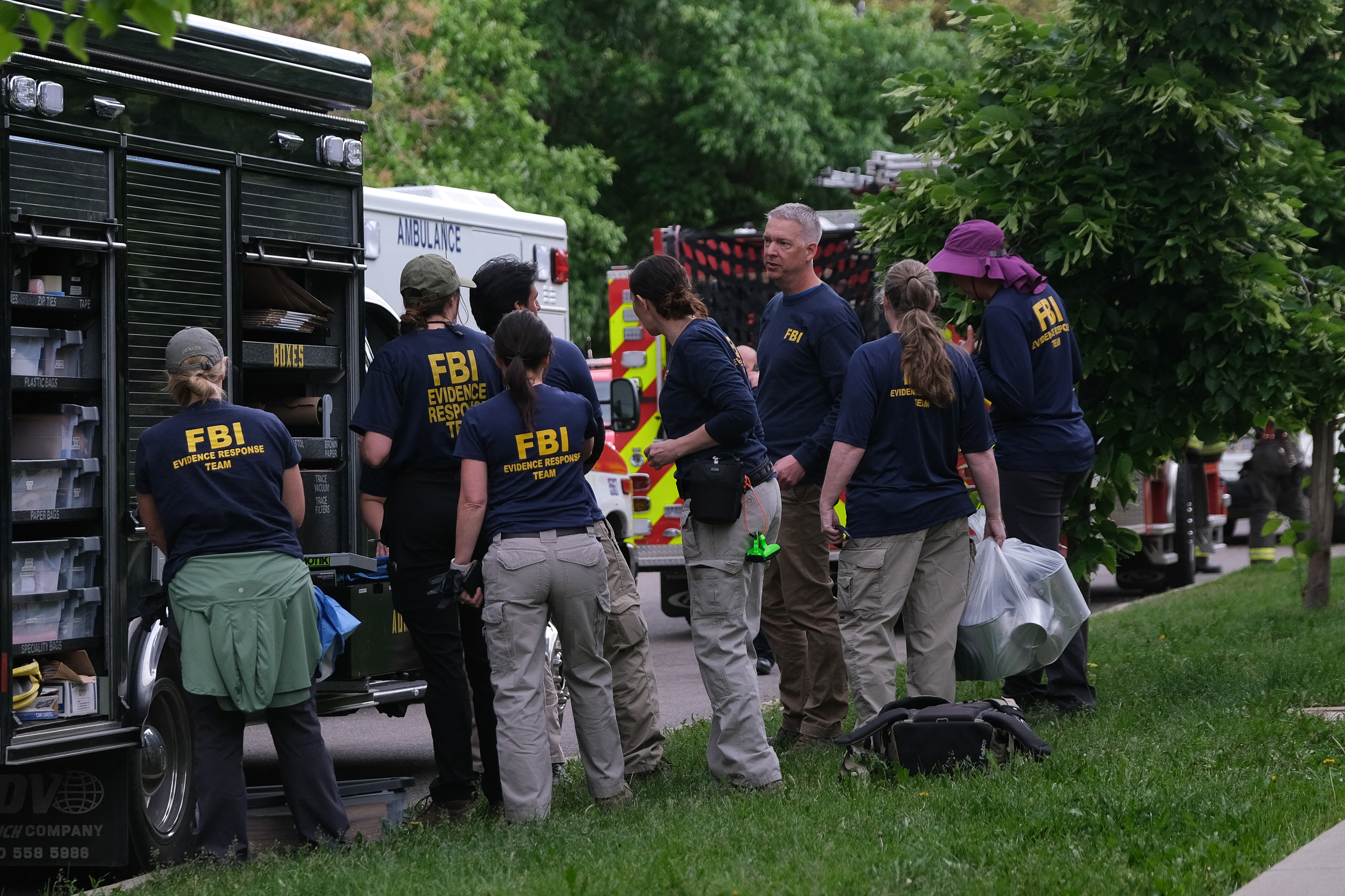 An FBI team is investigating an attack on demonstrators calling for the release of Israeli hostages held in Gaza, at the scene on Pearl Street in Boulder, Colorado, on June 1, 2025.