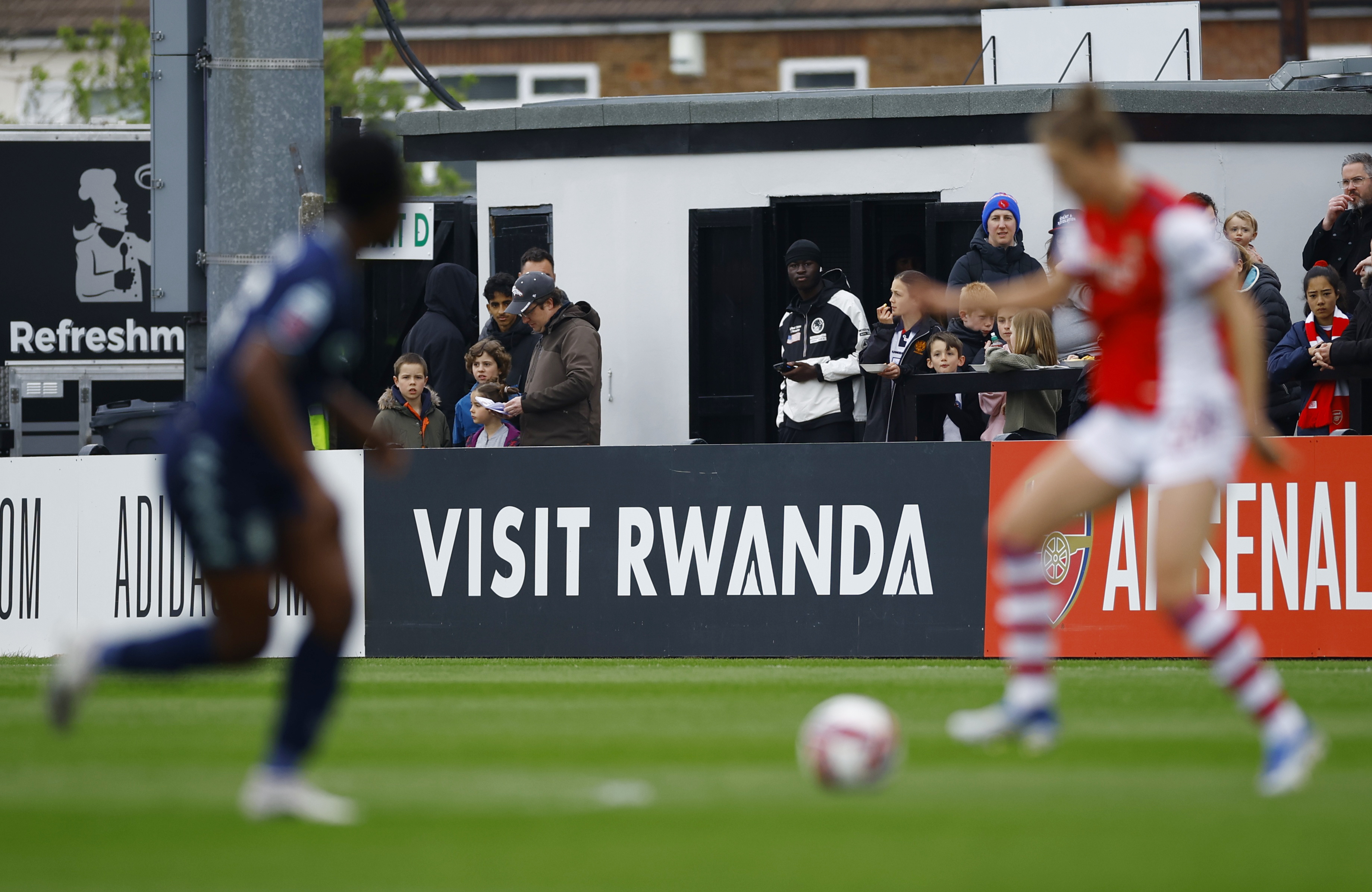 Arsenal v Aston Villa - Meadow Park, Borehamwood, Britain - May 1, 2022 Visit Rwanda advertisement 