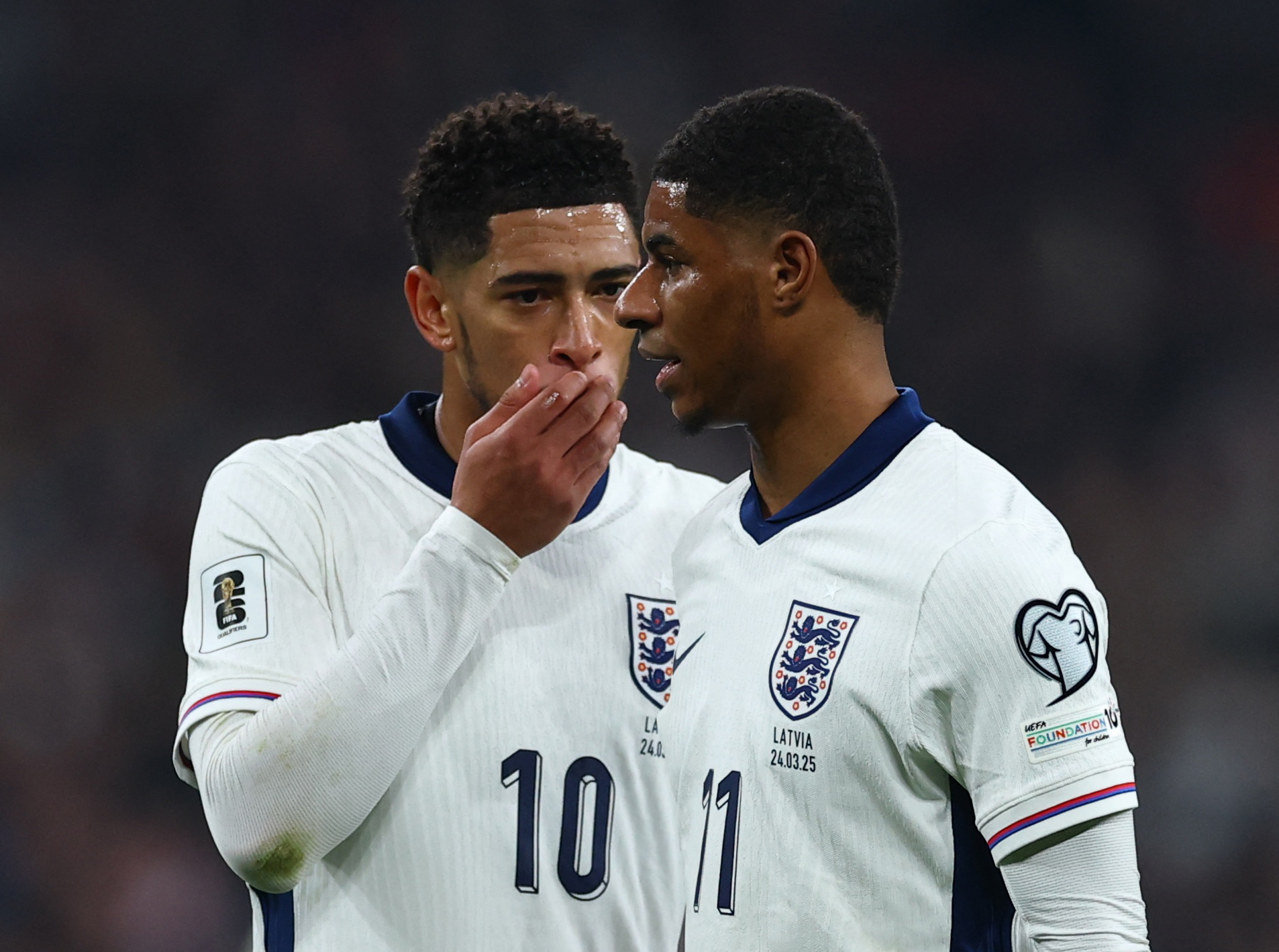 England and Real Madrid's Jude Bellingham and with England and Manchester United's Marcus Rashford