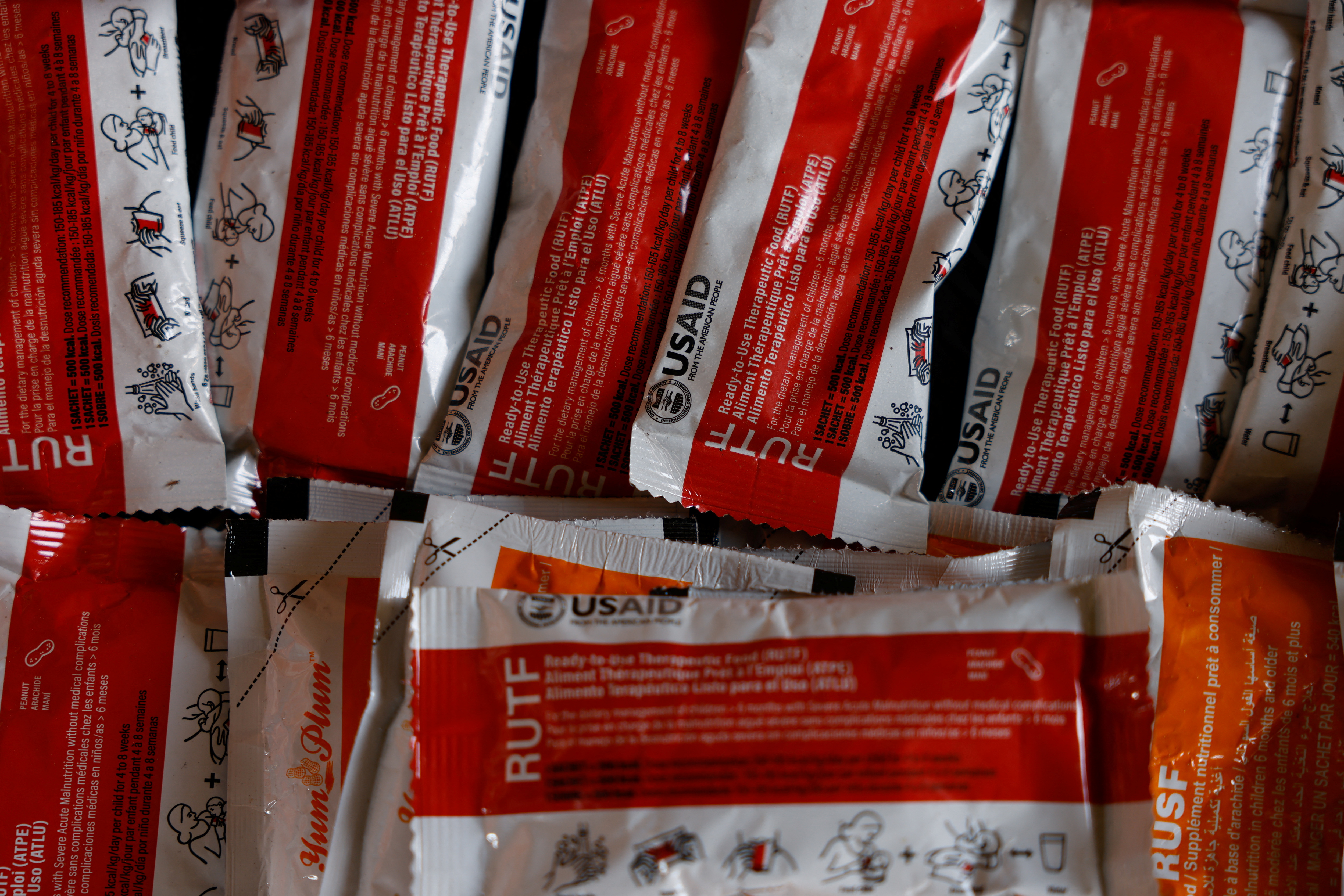 Nutrition supplement packets with USAID logo prints are pictured at a market, inside the refugee camp in Cox's Bazar, Bangladesh, March 16, 2025. [Mohammad Ponir Hossain/Reuters]