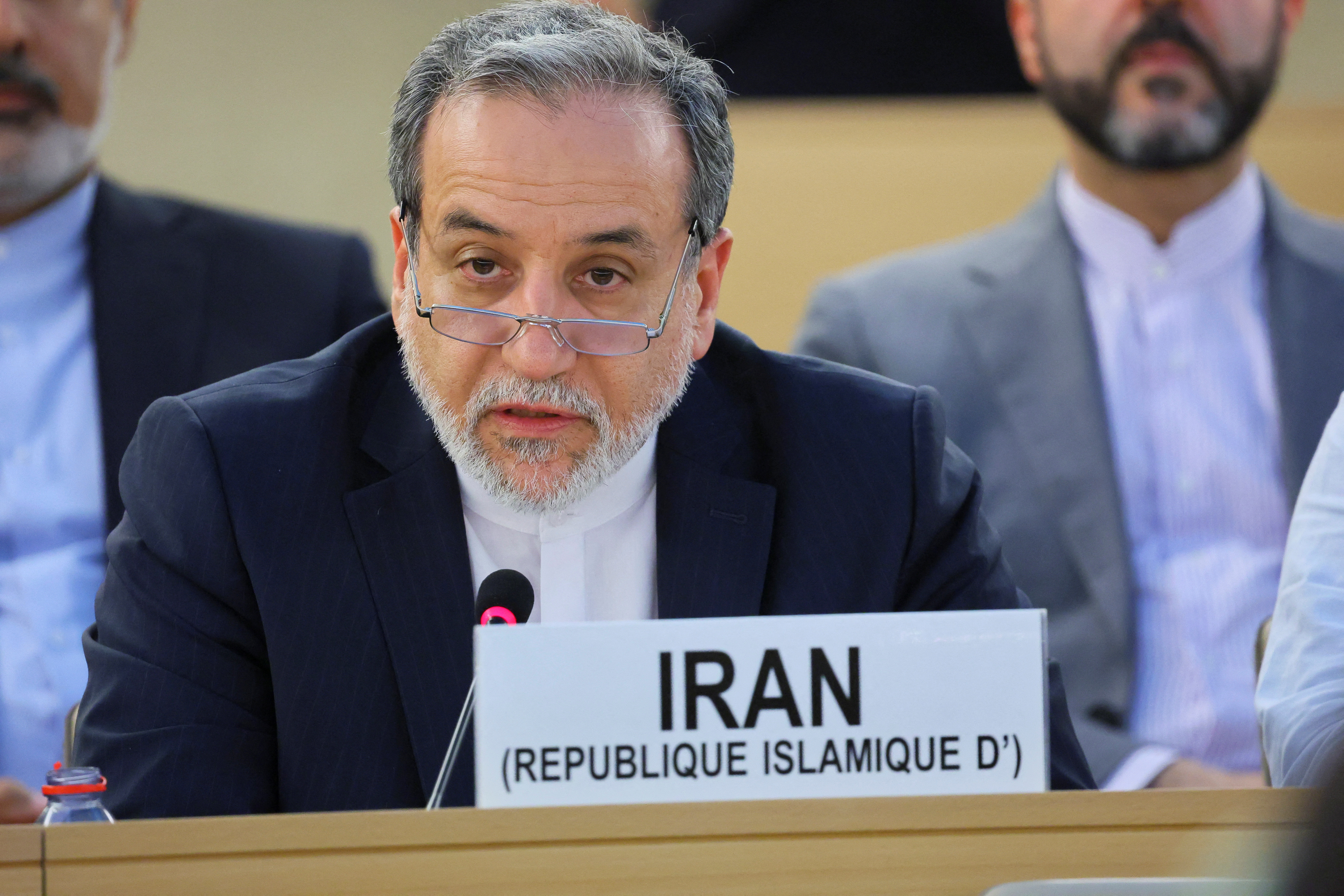 Iran's Foreign Minister Abbas Araghchi addresses a special session of the Human Rights Council at the United Nations in Geneva, Switzerland, June 20, 2025.