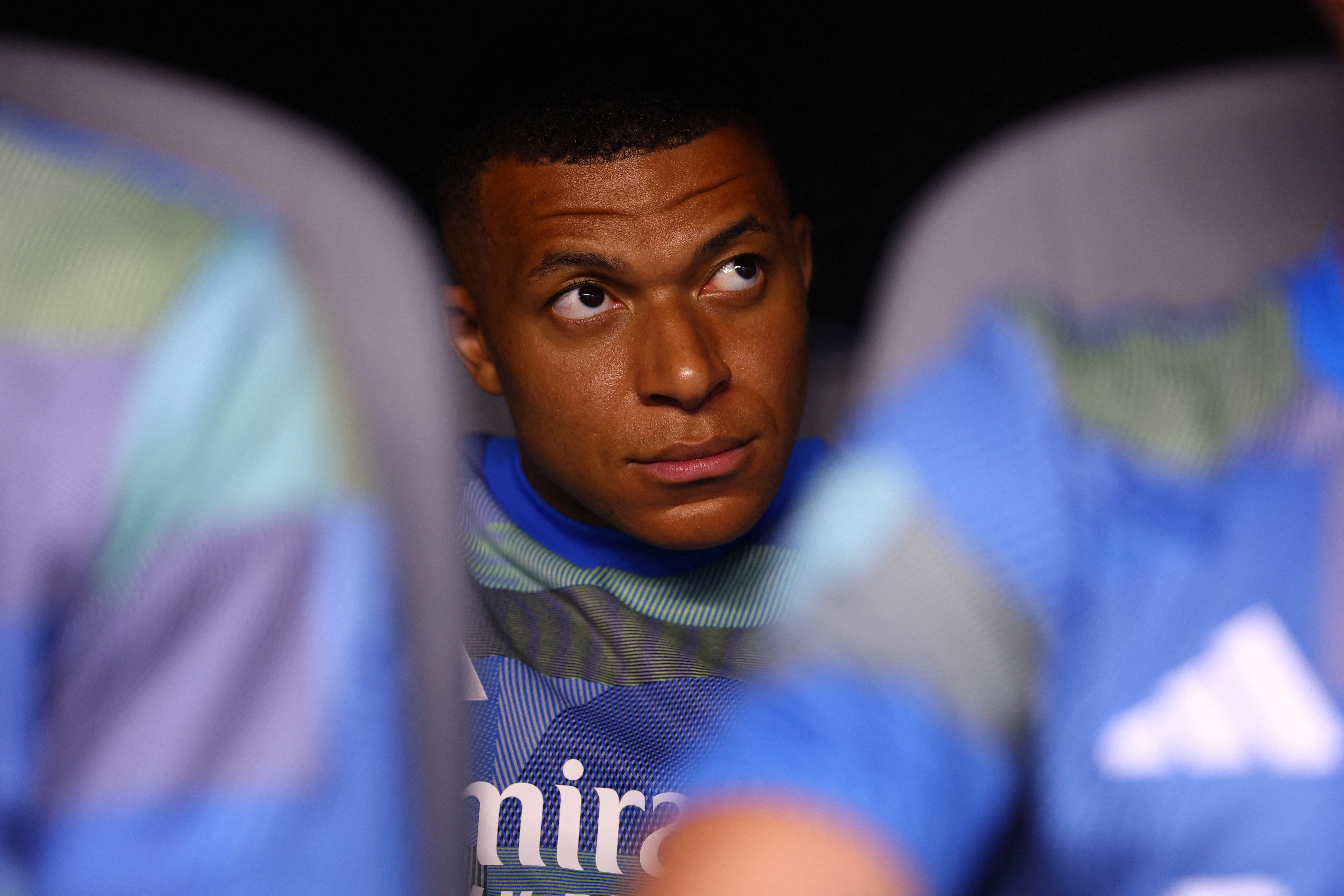 FIFA Club World Cup - Round of 16 - Real Madrid v Juventus - Hard Rock Stadium, Miami Gardens, Florida, U.S. - July 1, 2025 Real Madrid's Kylian Mbappe is pictured on the substitutes bench before the match
