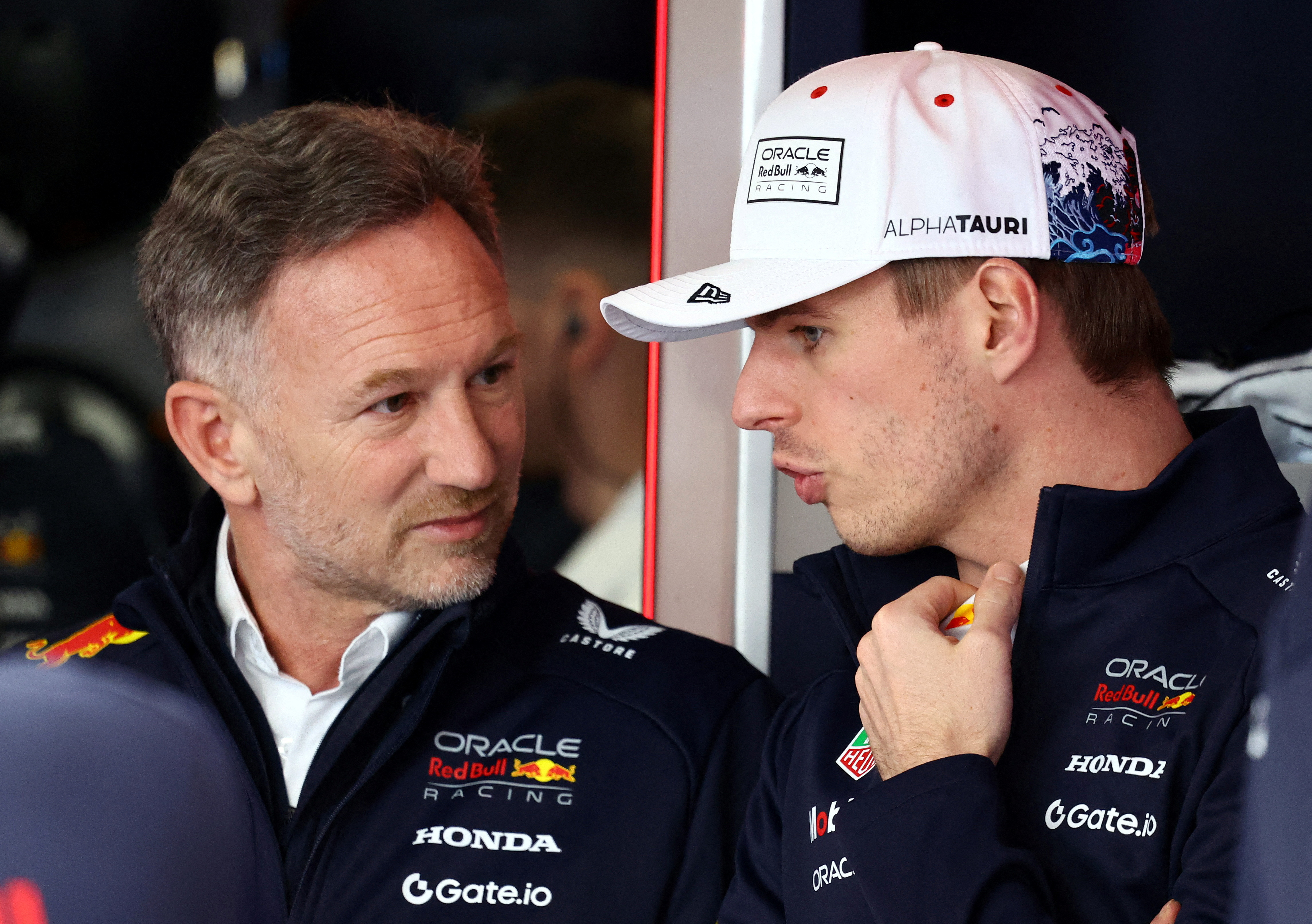 Red Bull's Max Verstappen with team principal Christian Horner