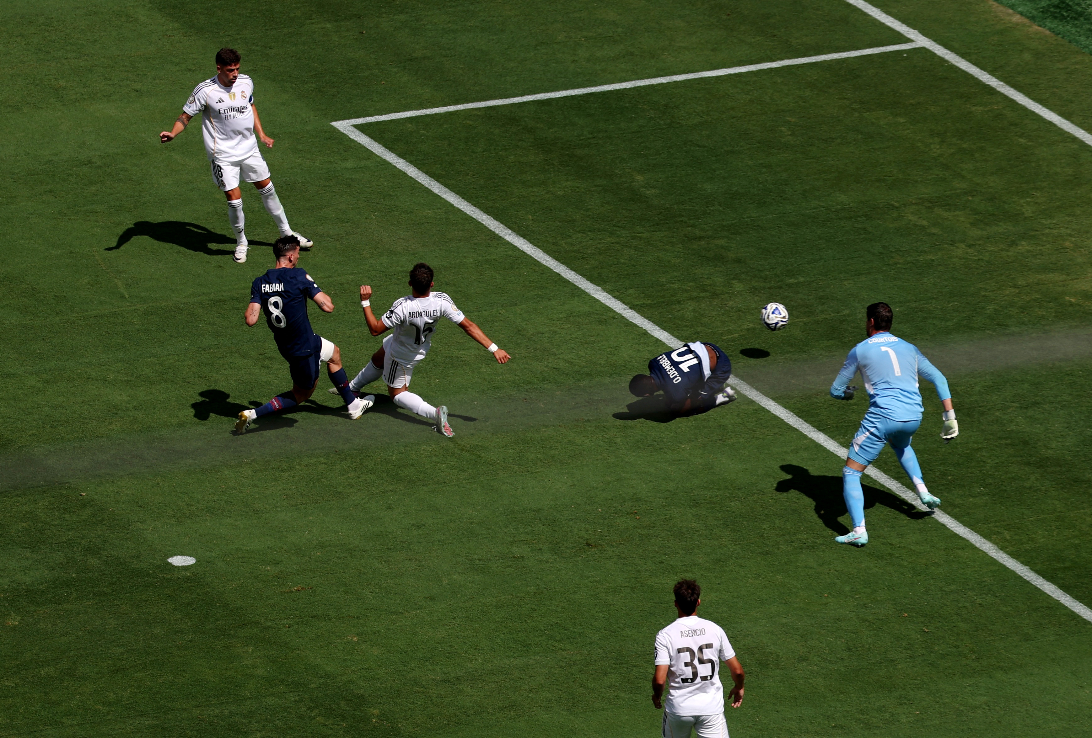 Paris Saint-Germain's Fabian Ruiz scores their first goal