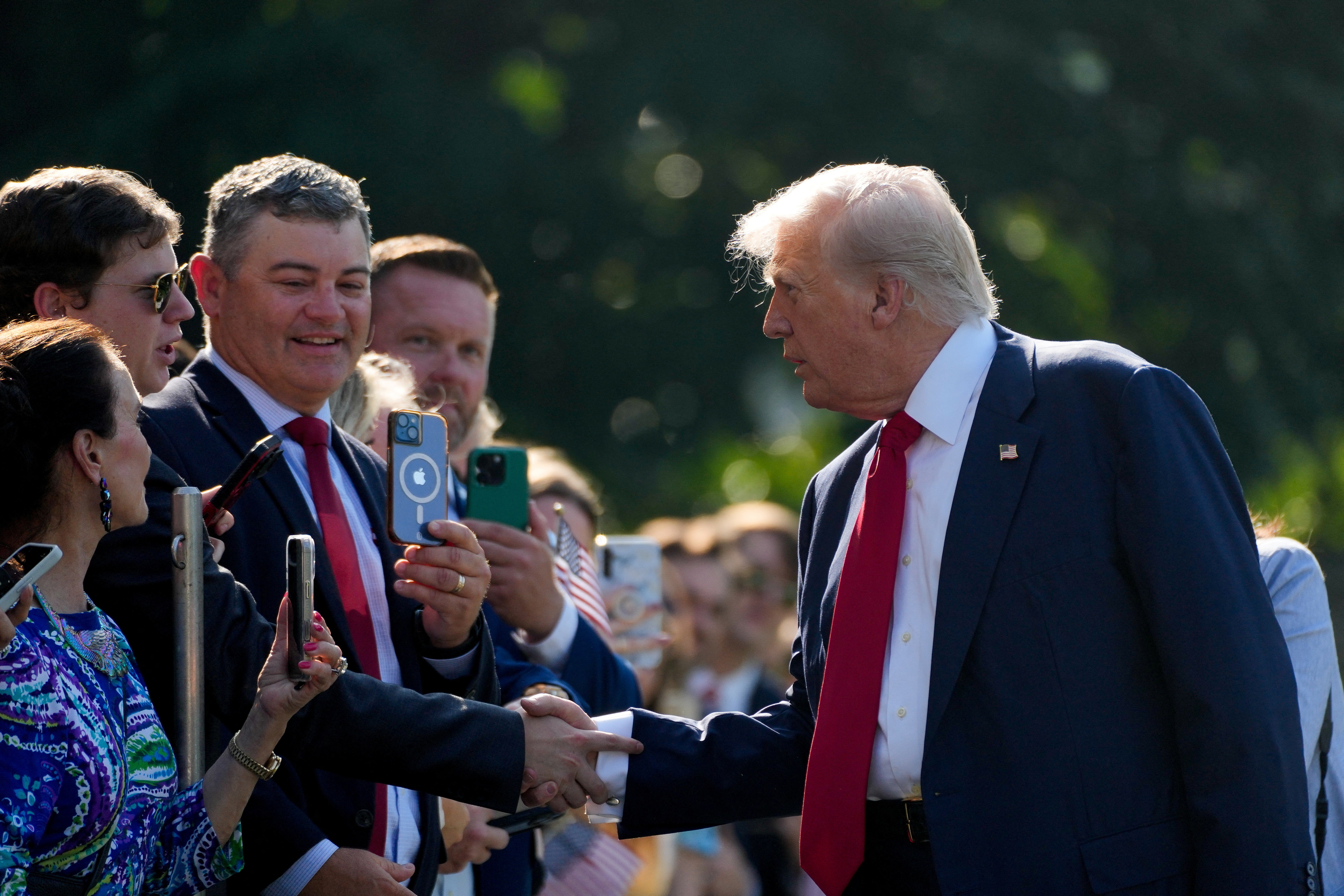 Trump greets supporters