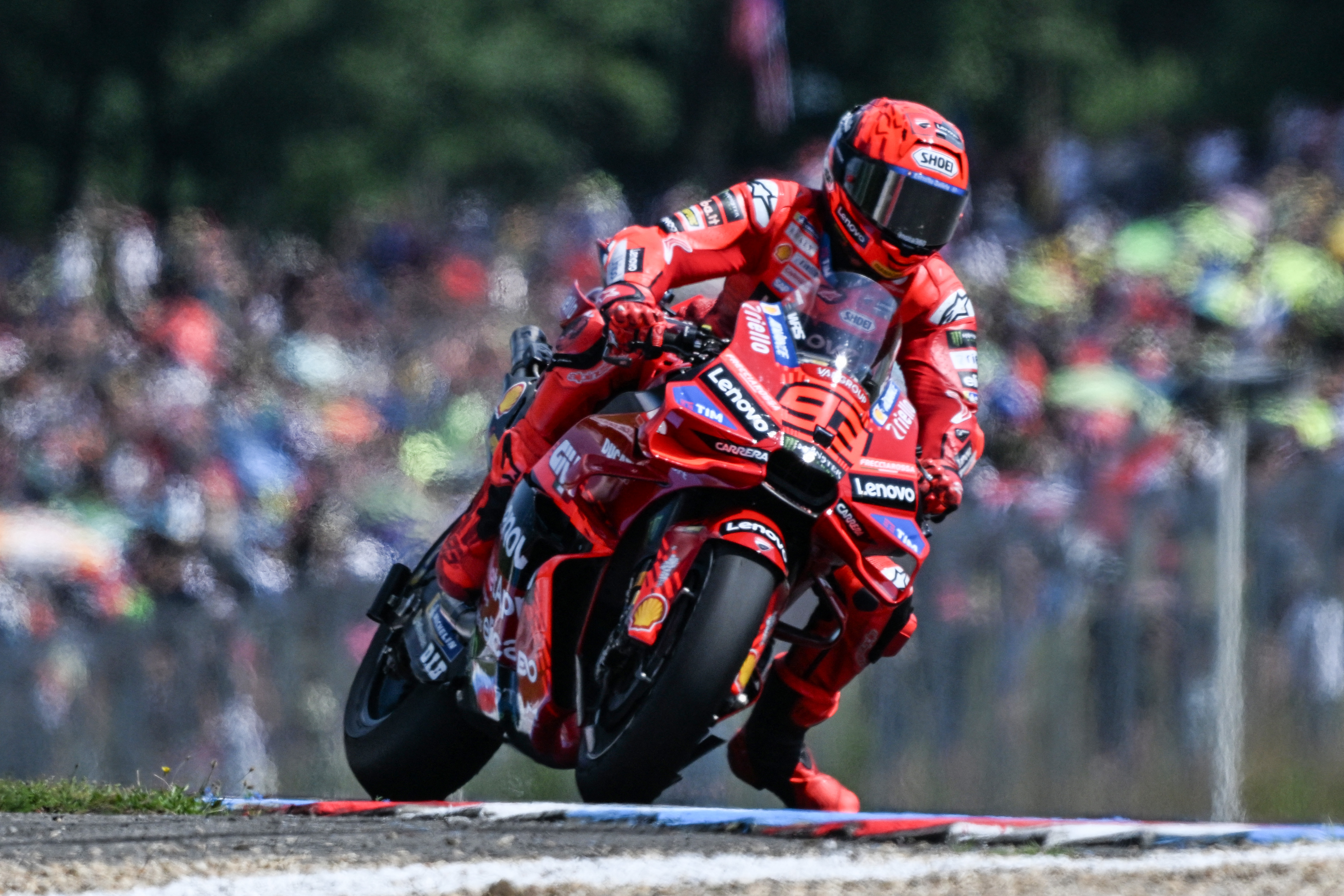 Marc Marquez reacts.