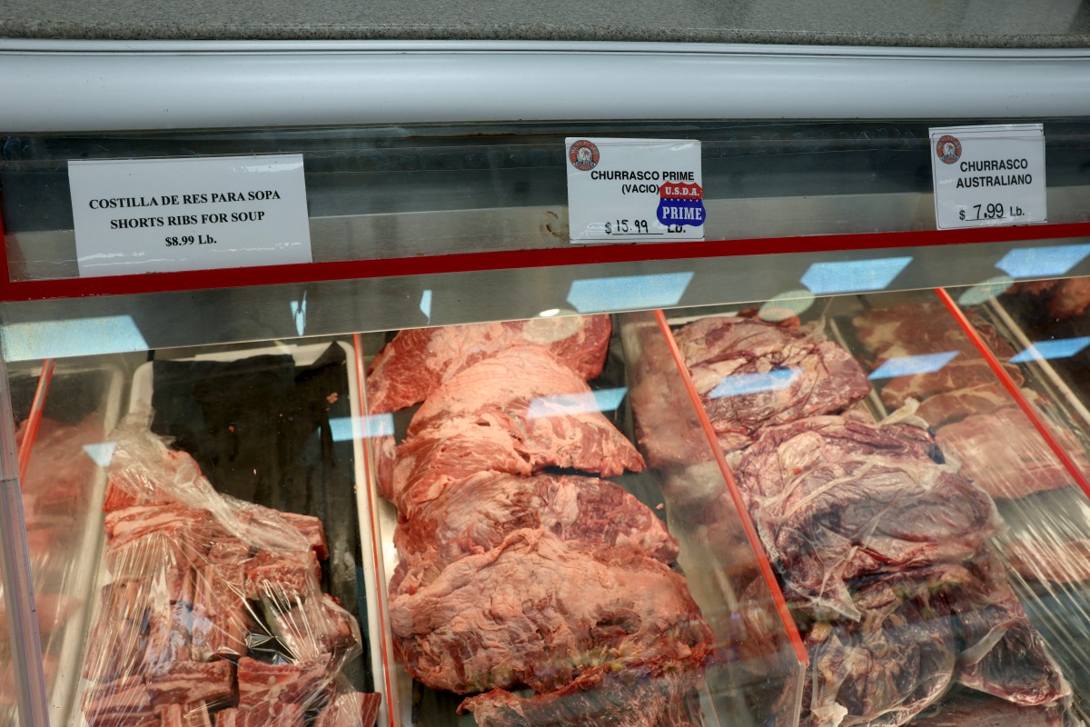 Beef products on display in a grocery store.