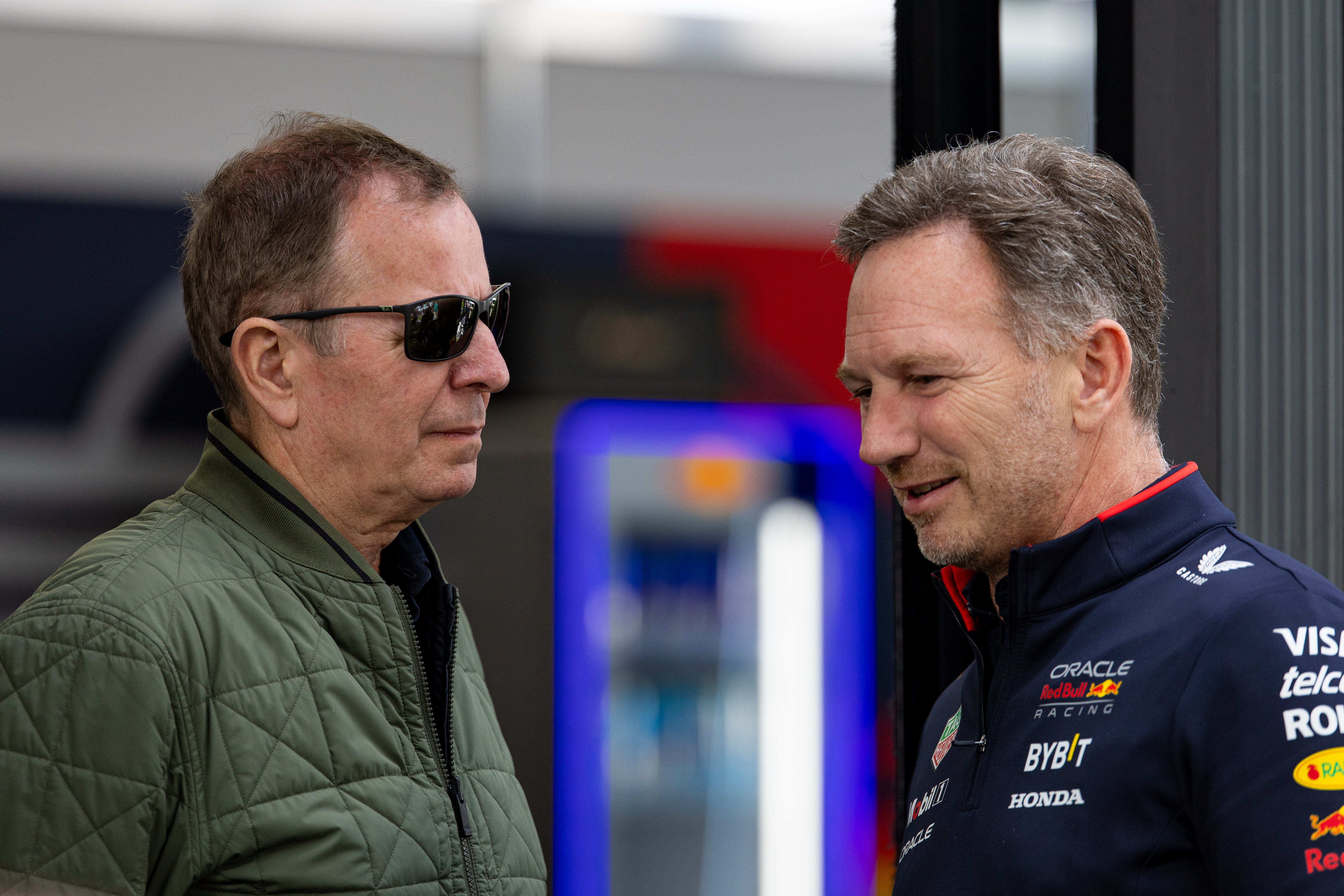 Christian Horner and Commentator Martin Brundle chat.