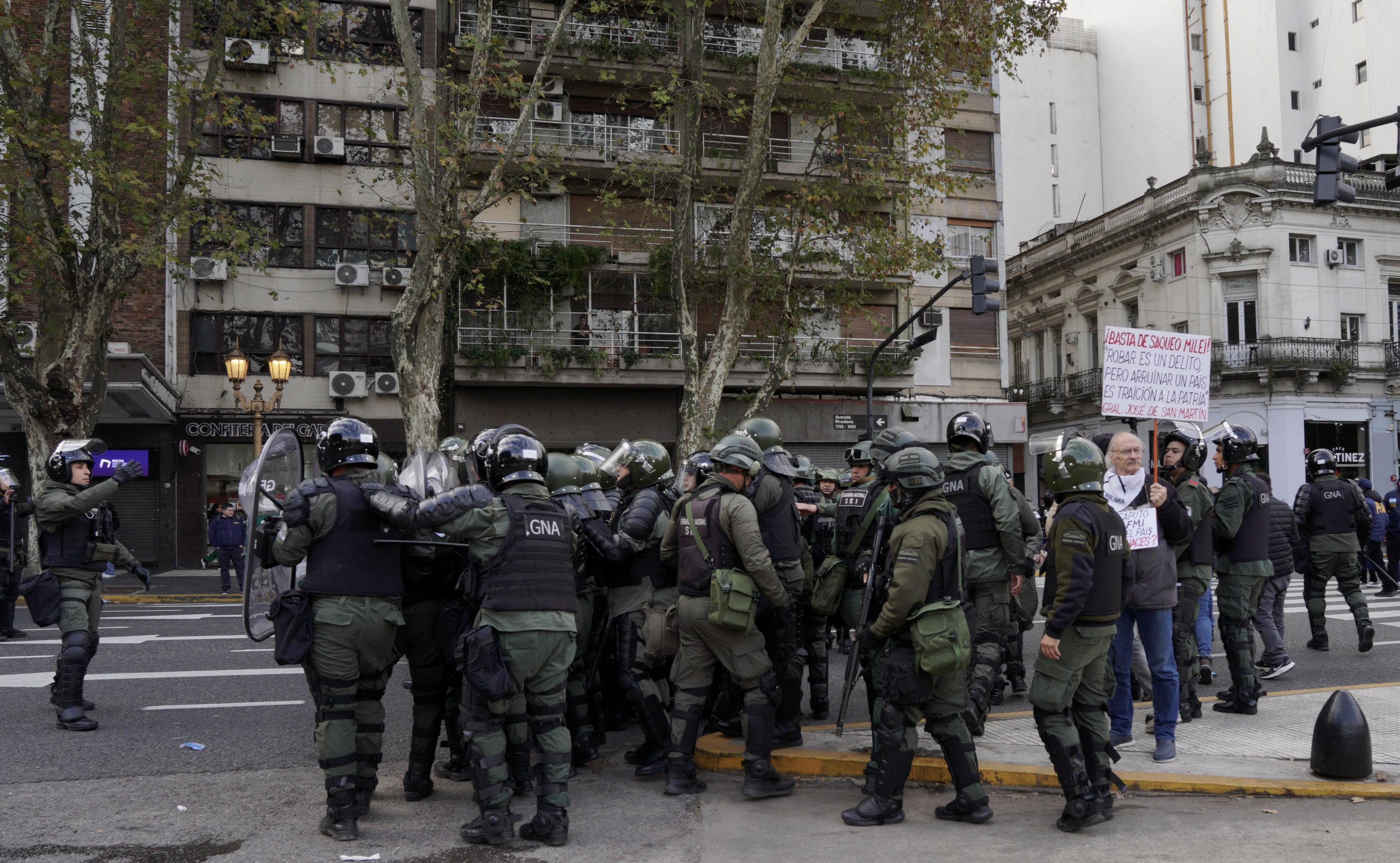 Pensioners protesting in Argentina